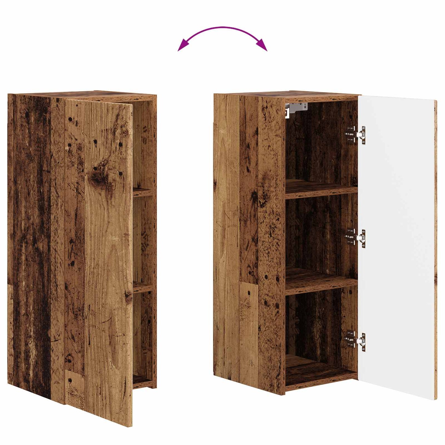 TV Wandkast Set Wandgemonteerd 4 pcs Oudhout Bewerkt hout is nu te koop bij PeponiXL, paradijselijk wonen!