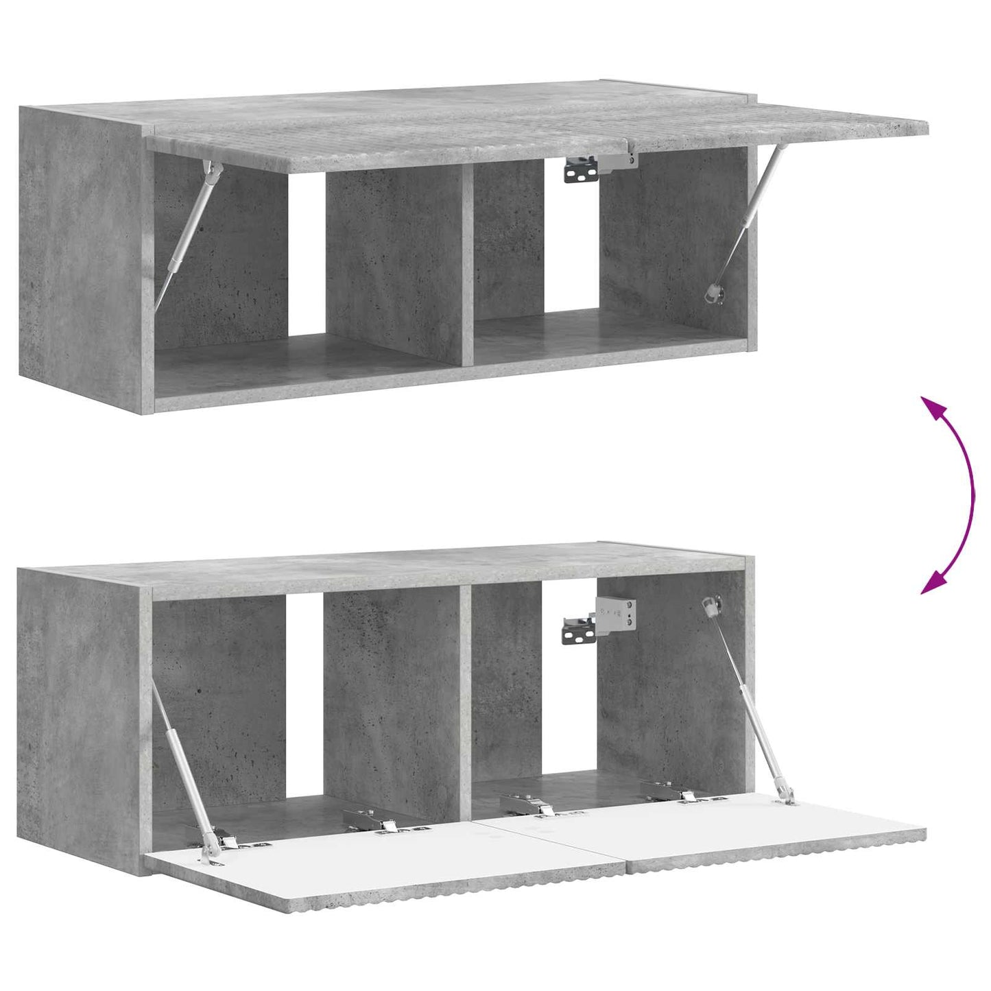 Tv-meubelset Wandgemonteerd 3 pcs Beton Grijs Bewerkt hout is nu te koop bij PeponiXL, paradijselijk wonen!