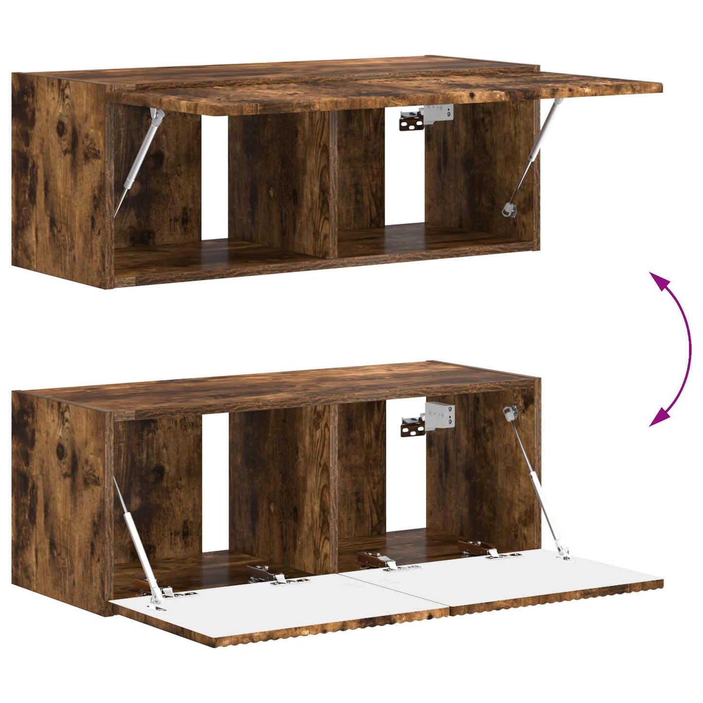 Tv-meubelset Wandgemonteerd 4 pcs Gerookt eiken Bewerkt hout is nu te koop bij PeponiXL, paradijselijk wonen!