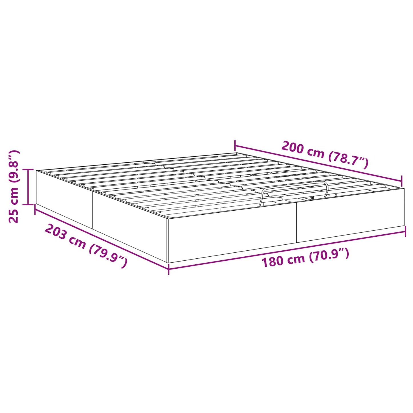 Ottoman Bedframe Oudhout 203 x 180 x 25 cm Geconstrueerd hout is nu te koop bij PeponiXL, paradijselijk wonen!