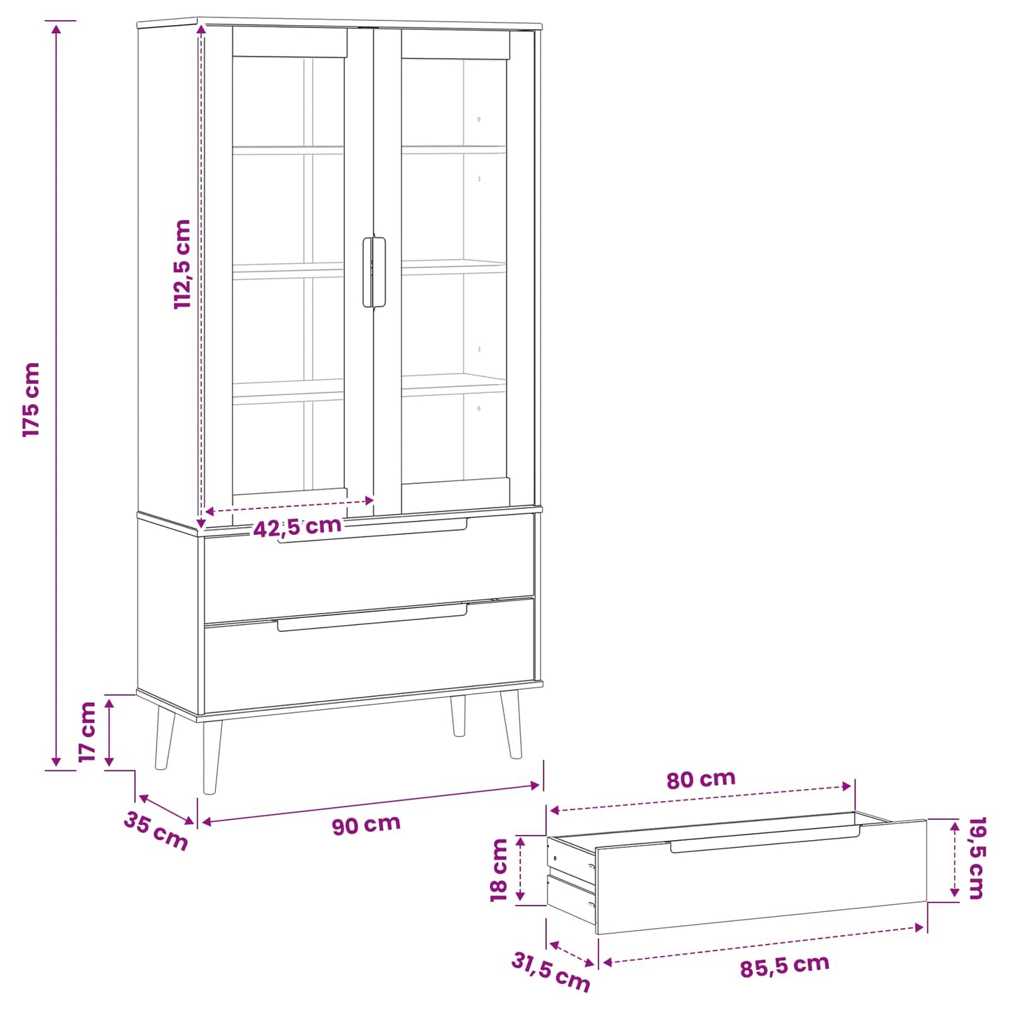 Glazen Display Kast Zwart 90 x 35 x 175 cm is nu te koop bij PeponiXL, paradijselijk wonen!