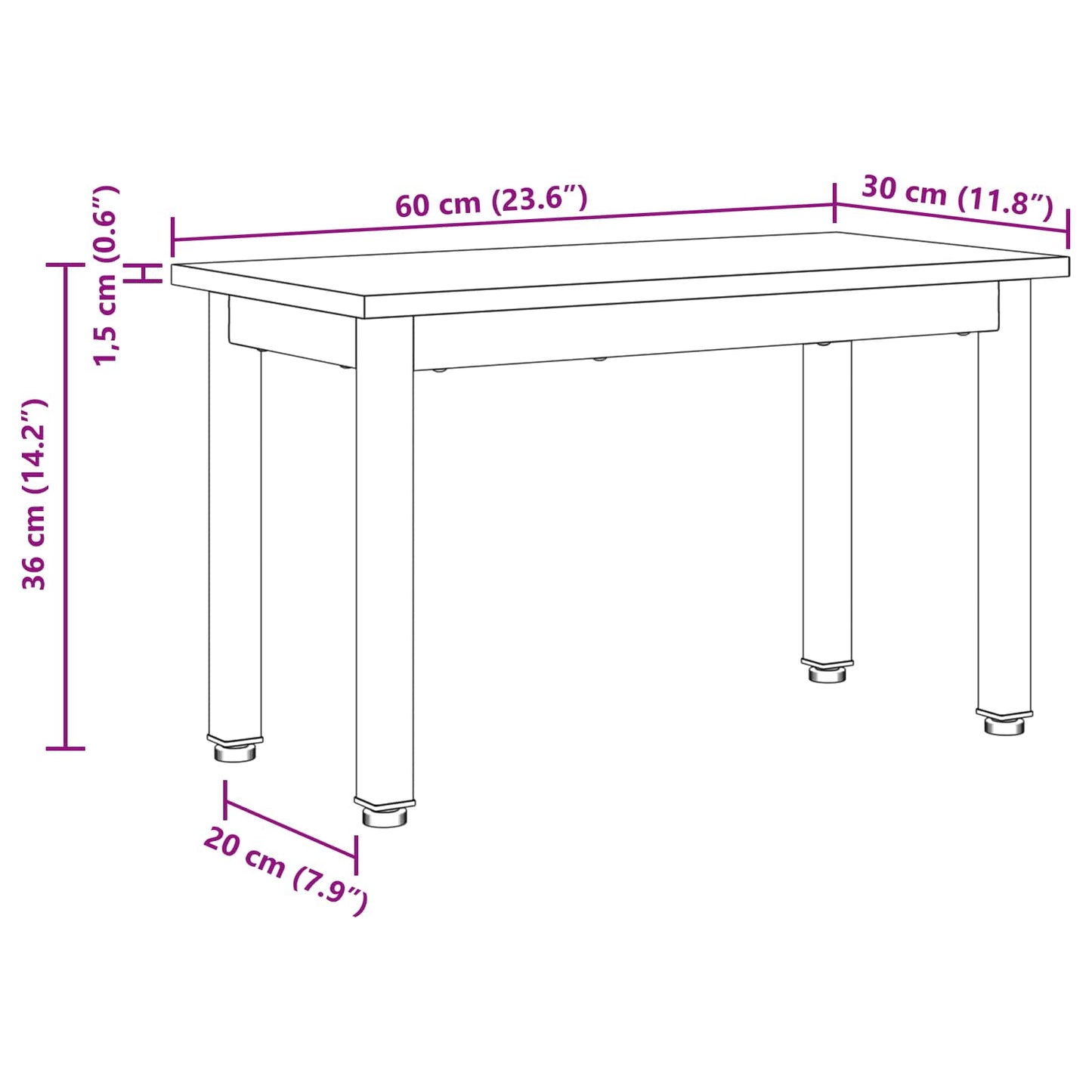 Salontafel Rook Eik 60 x 30 x 36 cm Bewerkt hout is nu te koop bij PeponiXL, paradijselijk wonen!