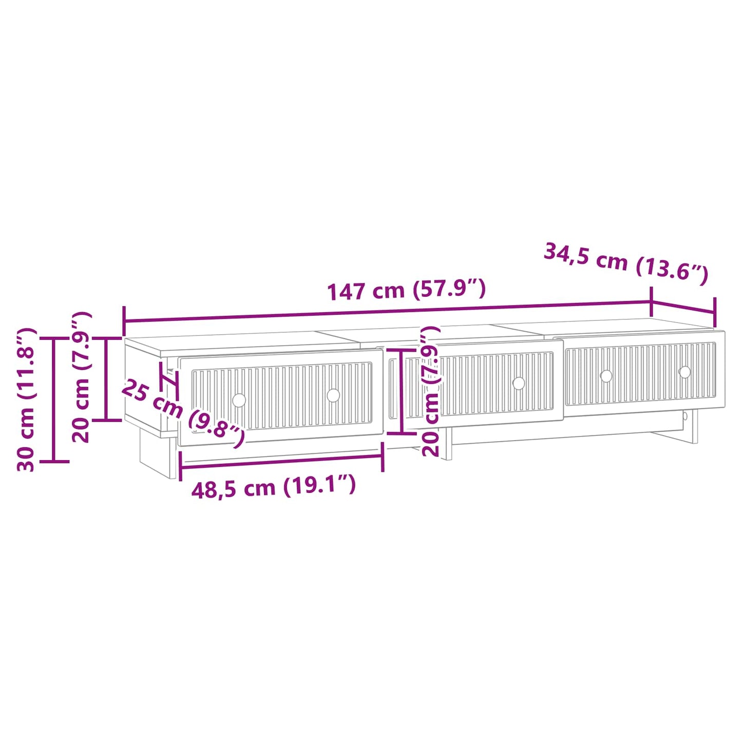 TV-kast met lade Zwart 147 x 34,5 x 30 cm Bewerkt hout is nu te koop bij PeponiXL, paradijselijk wonen!