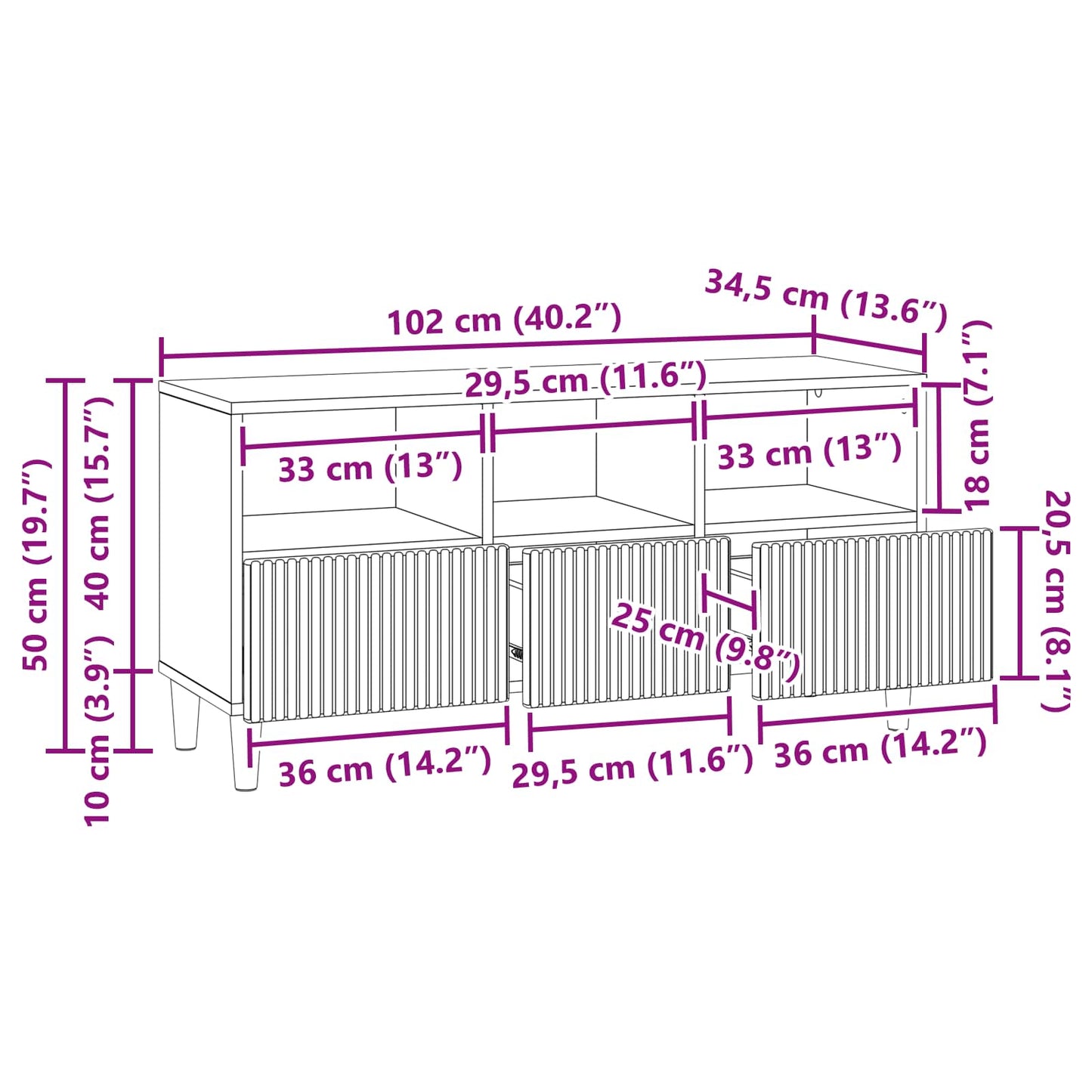TV-kast met lade Wit 102 x 34,5 x 50 cm Bewerkt hout is nu te koop bij PeponiXL, paradijselijk wonen!