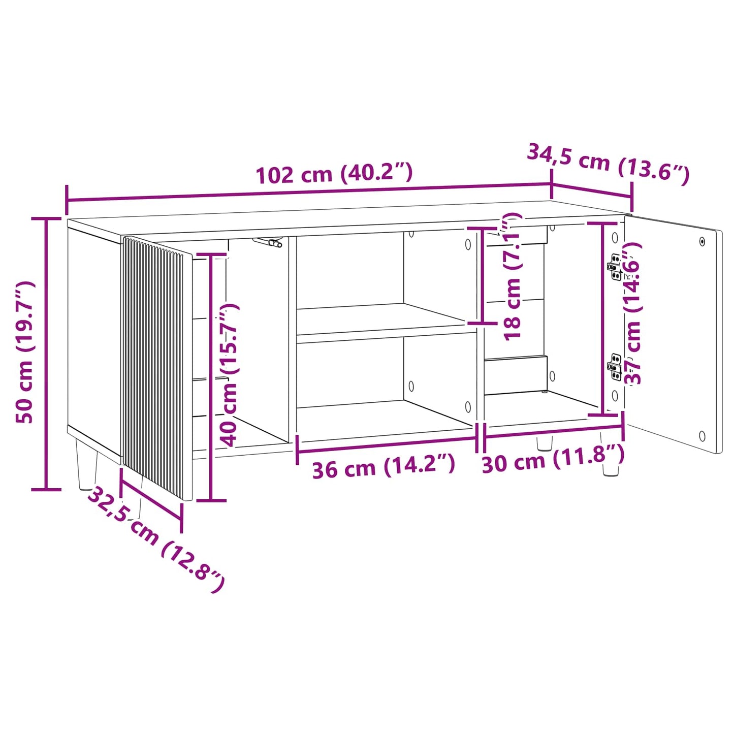 TV-kast Wit 102 x 34,5 x 50 cm Bewerkt hout is nu te koop bij PeponiXL, paradijselijk wonen!