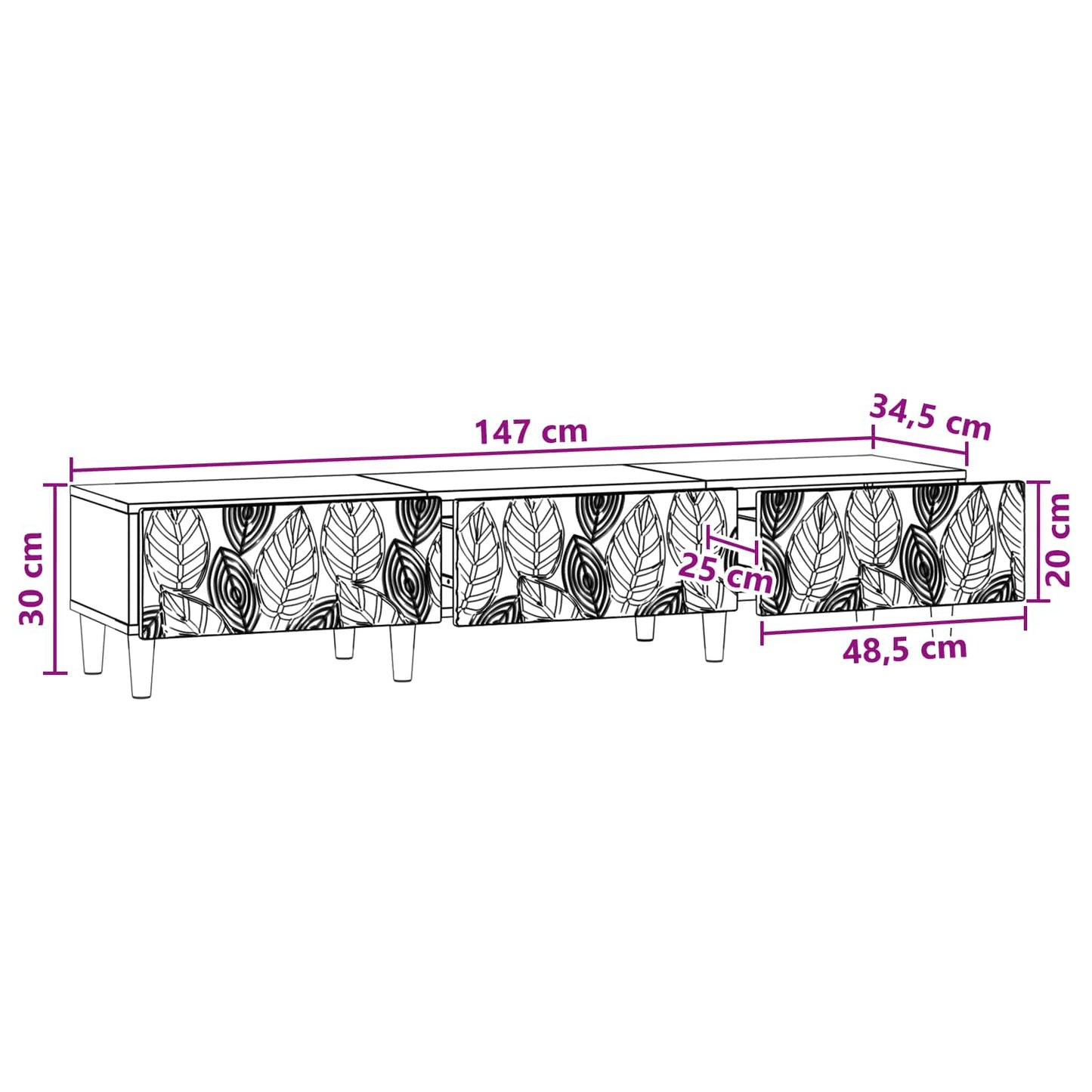 TV-kast 147 x 34,5 x 30 cm Betongrijs Bewerkt hout is nu te koop bij PeponiXL, paradijselijk wonen!