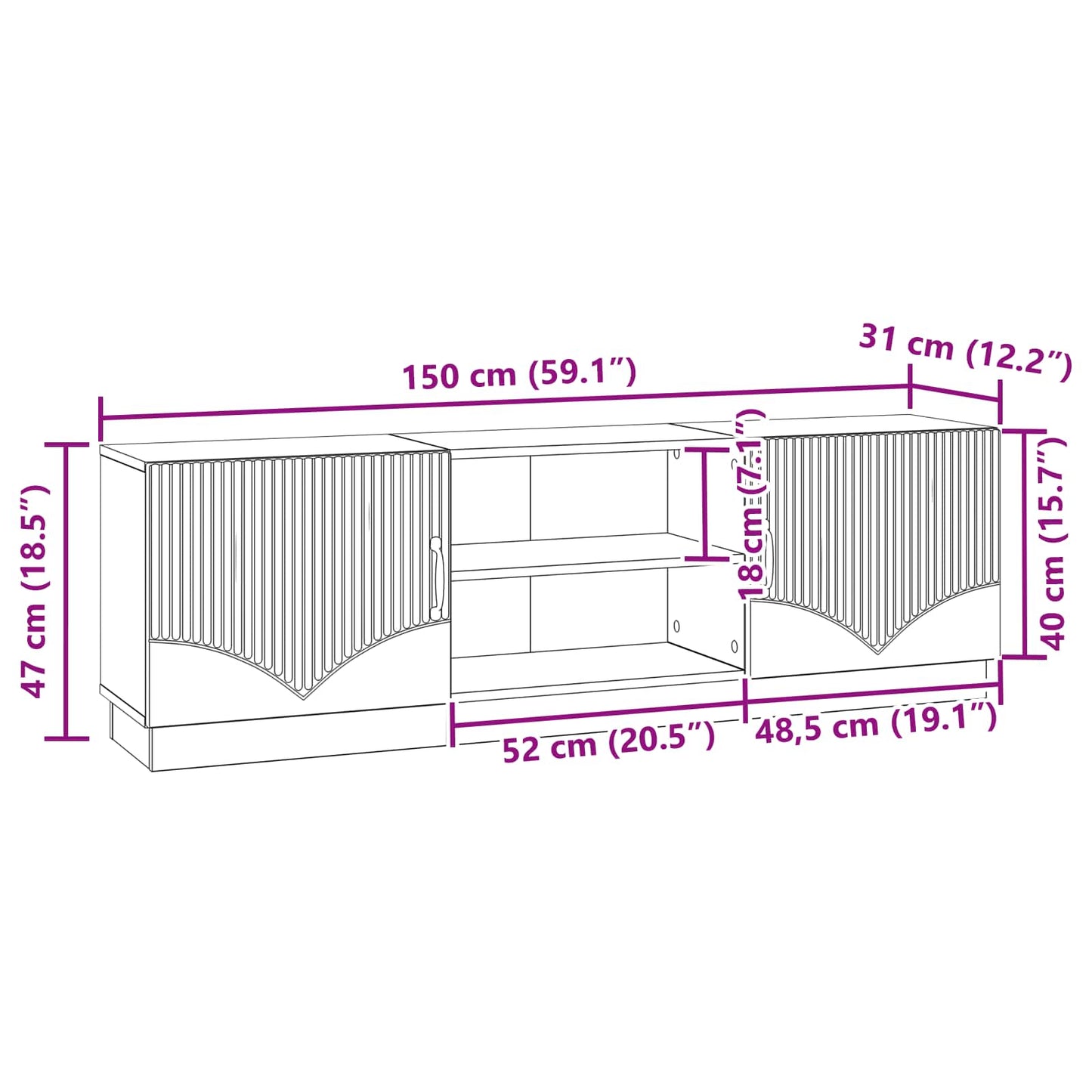 TV-kast Oud hout 150 x 31 x 47 cm Bewerkt hout is nu te koop bij PeponiXL, paradijselijk wonen!