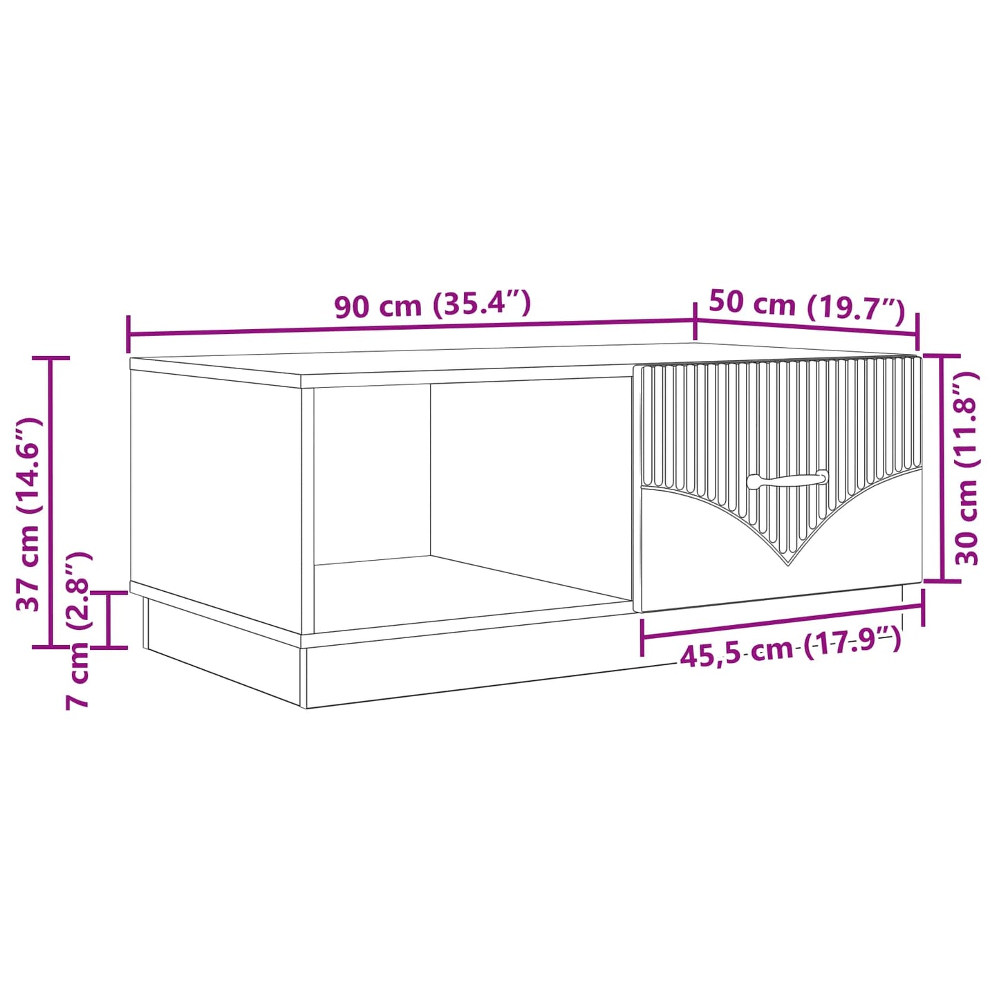 Salontafel Wit 90 x 50 x 37 cm Bewerkt hout is nu te koop bij PeponiXL, paradijselijk wonen!