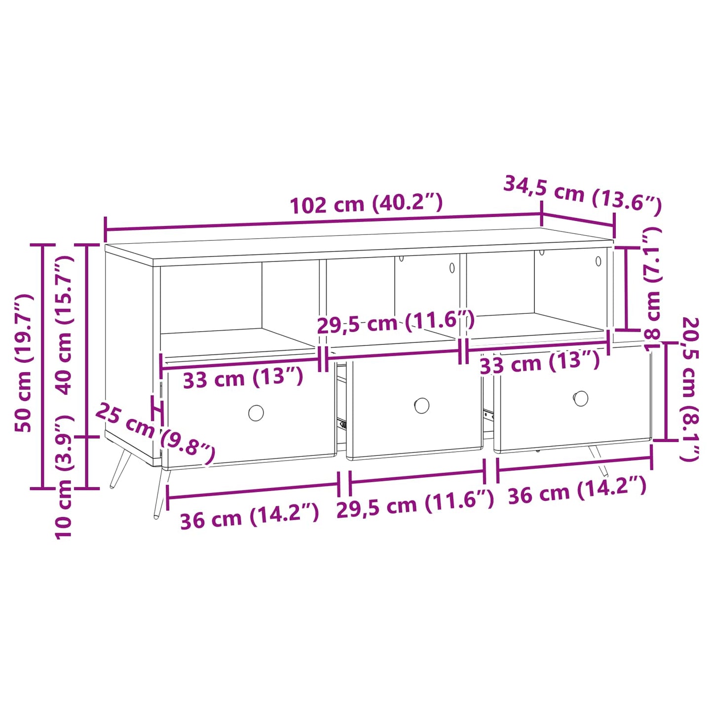 TV-kast met lade Wit 102 x 34,5 x 50 cm Bewerkt hout is nu te koop bij PeponiXL, paradijselijk wonen!