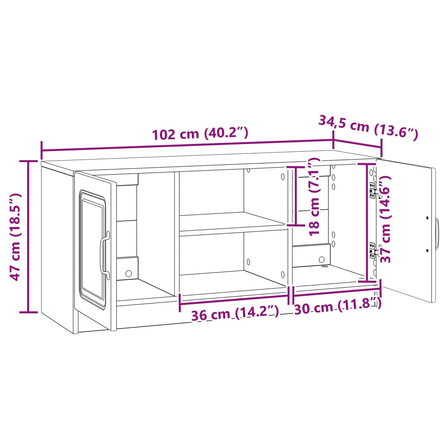 TV-kast Wit 102 x 34,5 x 47 cm Bewerkt hout is nu te koop bij PeponiXL, paradijselijk wonen!