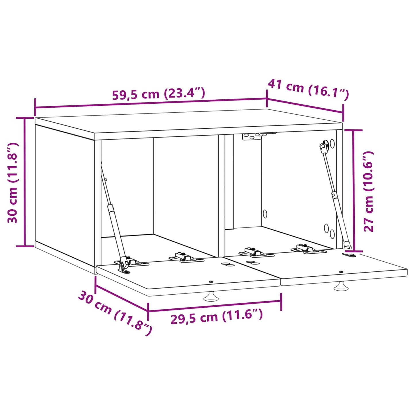 Wandbeugel TV-kast Wit 59,5 x 41 x 30 cm Bewerkt hout is nu te koop bij PeponiXL, paradijselijk wonen!