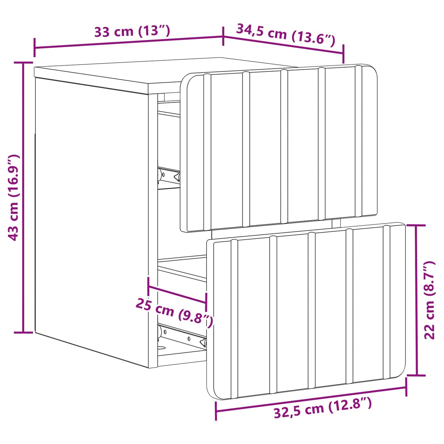 Wandbeugel Bedkast met lade Wit 33 x 34,5 x 43 cm Bewerkt hout is nu te koop bij PeponiXL, paradijselijk wonen!