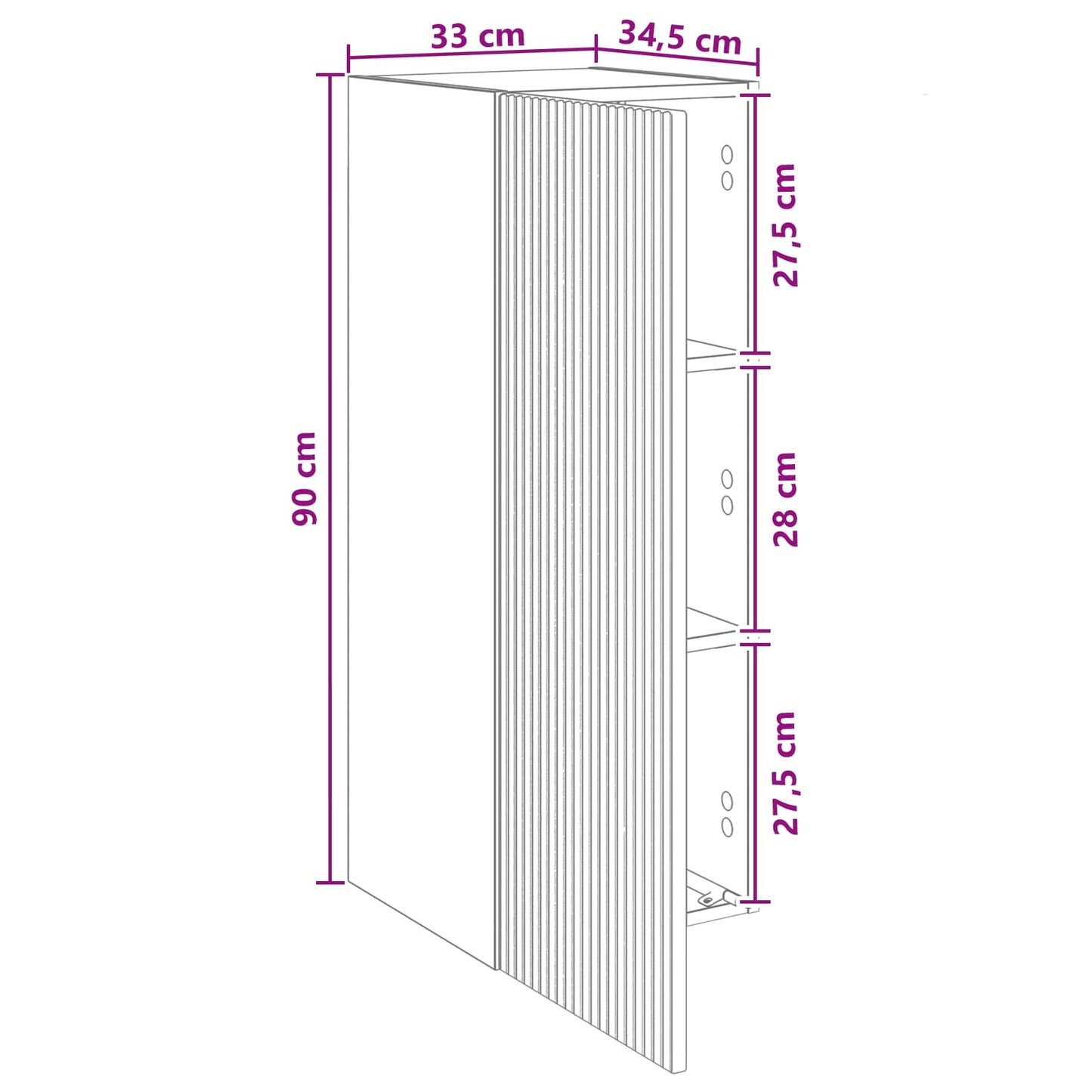 Wandkast 33 x 34,5 x 90 cm Bewerkt hout Wit is nu te koop bij PeponiXL, paradijselijk wonen!