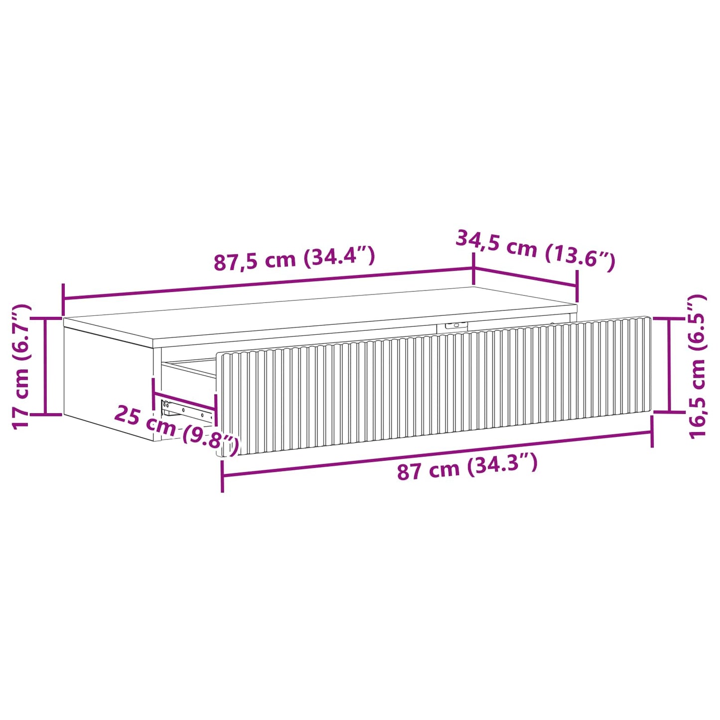 Wandmontage Zijtafel Hoogglans Wit 87,5 x 34,5 x 17 cm is nu te koop bij PeponiXL, paradijselijk wonen!