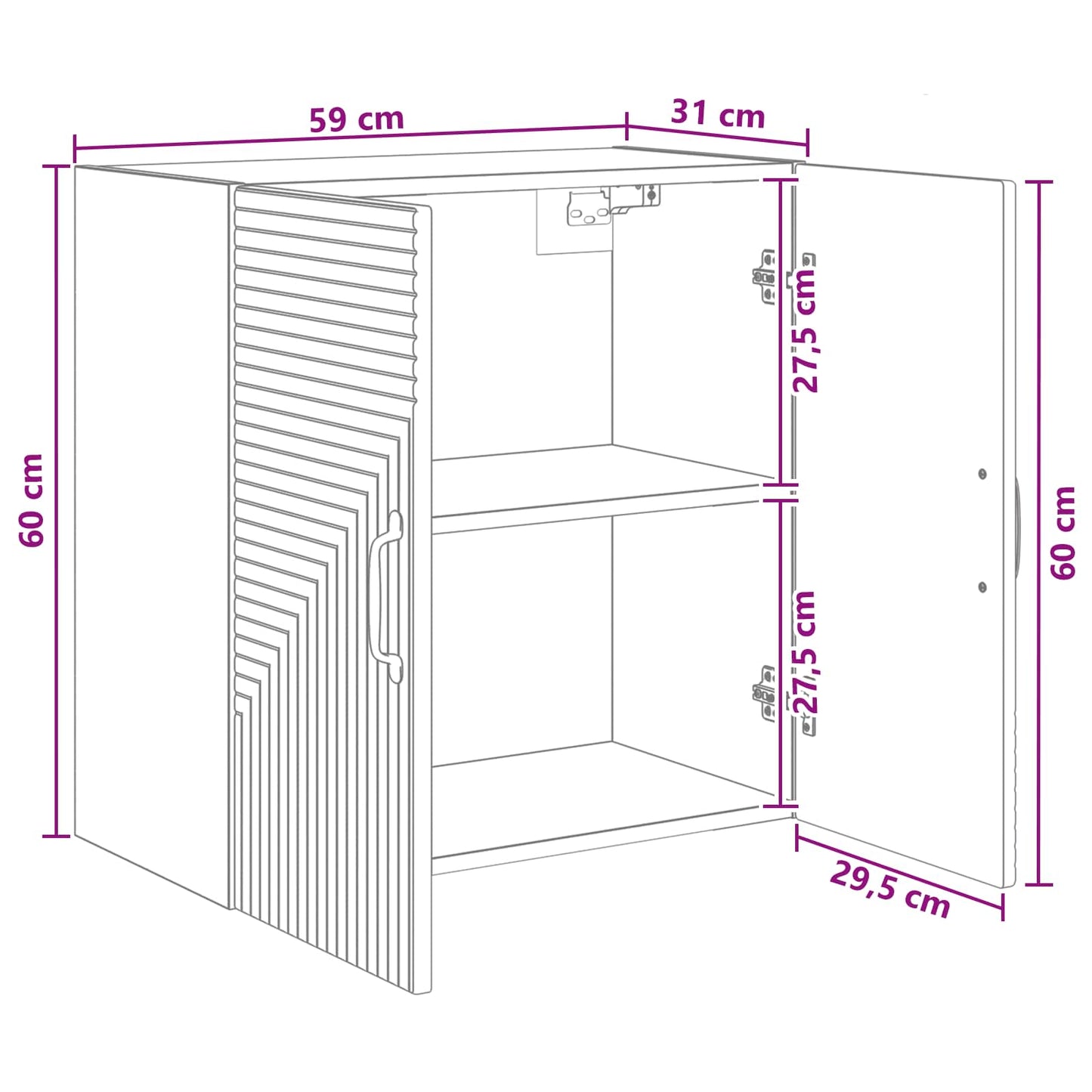 Wandkast Grijs Sonoma 59 x 31 x 60 cm Bewerkt hout is nu te koop bij PeponiXL, paradijselijk wonen!