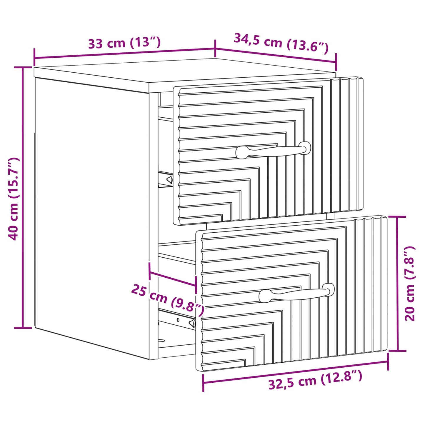 Wandbeugel Bedkast met lade Wit 34,5 x 33 x 40 cm Bewerkt hout is nu te koop bij PeponiXL, paradijselijk wonen!