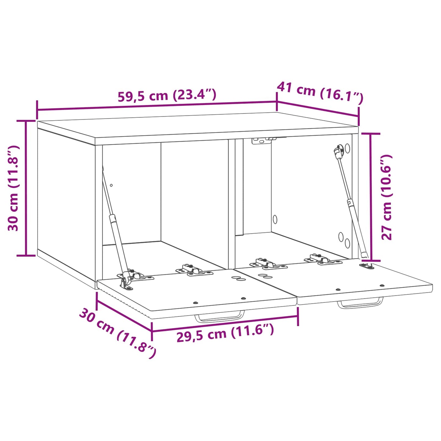 Wandbeugel TV-kast Wit 59,5 x 41 x 30 cm Bewerkt hout is nu te koop bij PeponiXL, paradijselijk wonen!