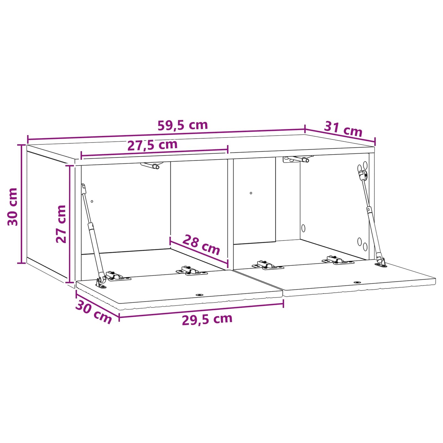 Wandbeugel TV-kast 59,5 x 31 cm Artisanaal eiken Bewerkt hout is nu te koop bij PeponiXL, paradijselijk wonen!