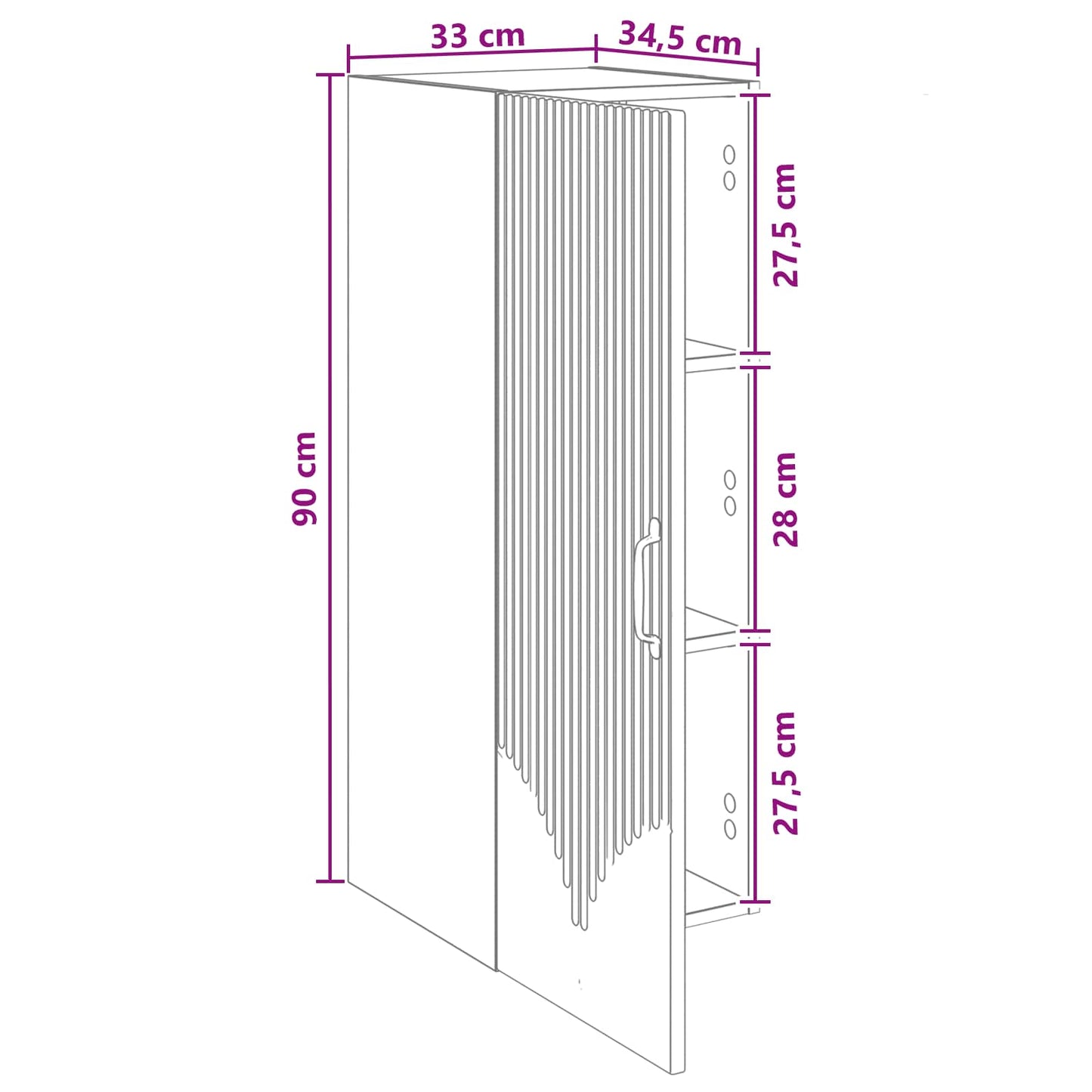 Wandkast Wit 33 x 34,5 x 90 cm Bewerkt hout is nu te koop bij PeponiXL, paradijselijk wonen!