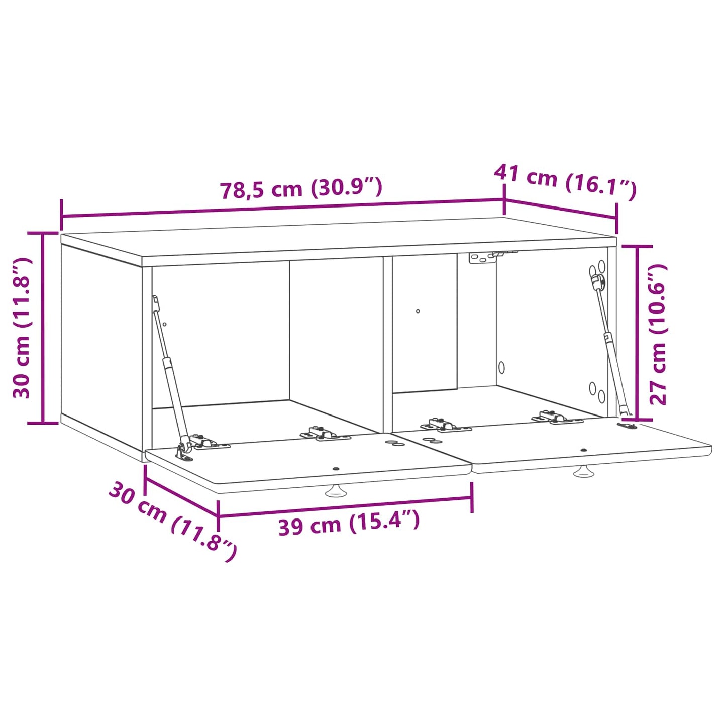 Wandbeugel TV-kast 78,5 x 41 x 30 cm Wit Bewerkt hout is nu te koop bij PeponiXL, paradijselijk wonen!