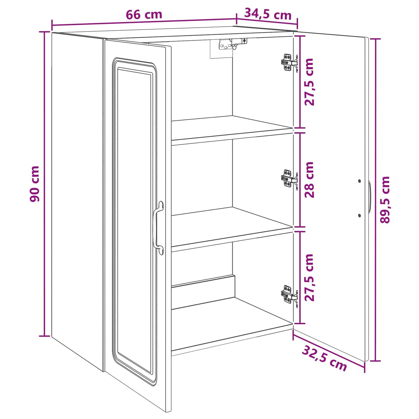 Wandkast Wit 66 x 34,5 x 90 cm Bewerkt hout is nu te koop bij PeponiXL, paradijselijk wonen!