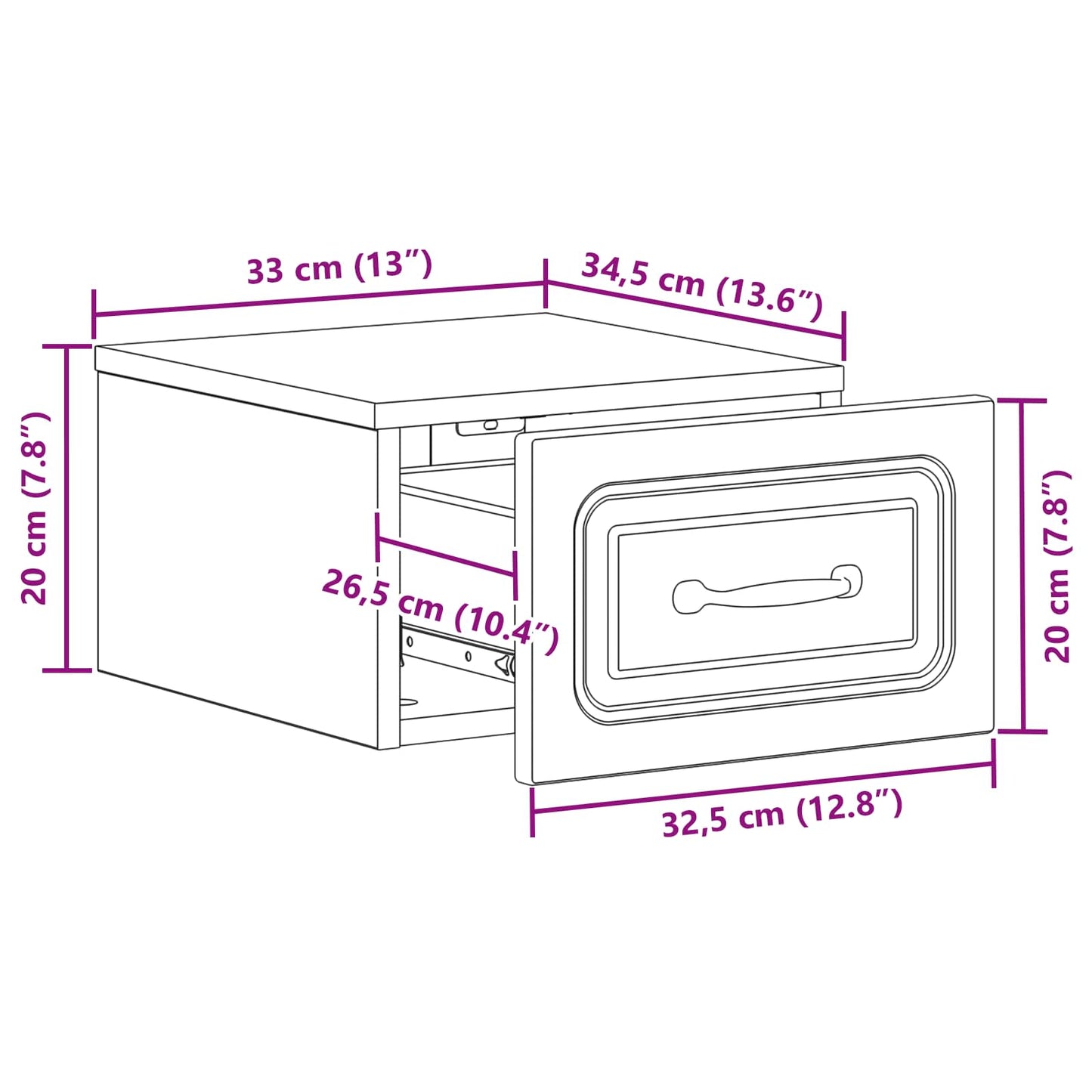 Wandbeugel Bedkast Zwart 34,5 x 33 x 20 cm Bewerkt hout is nu te koop bij PeponiXL, paradijselijk wonen!