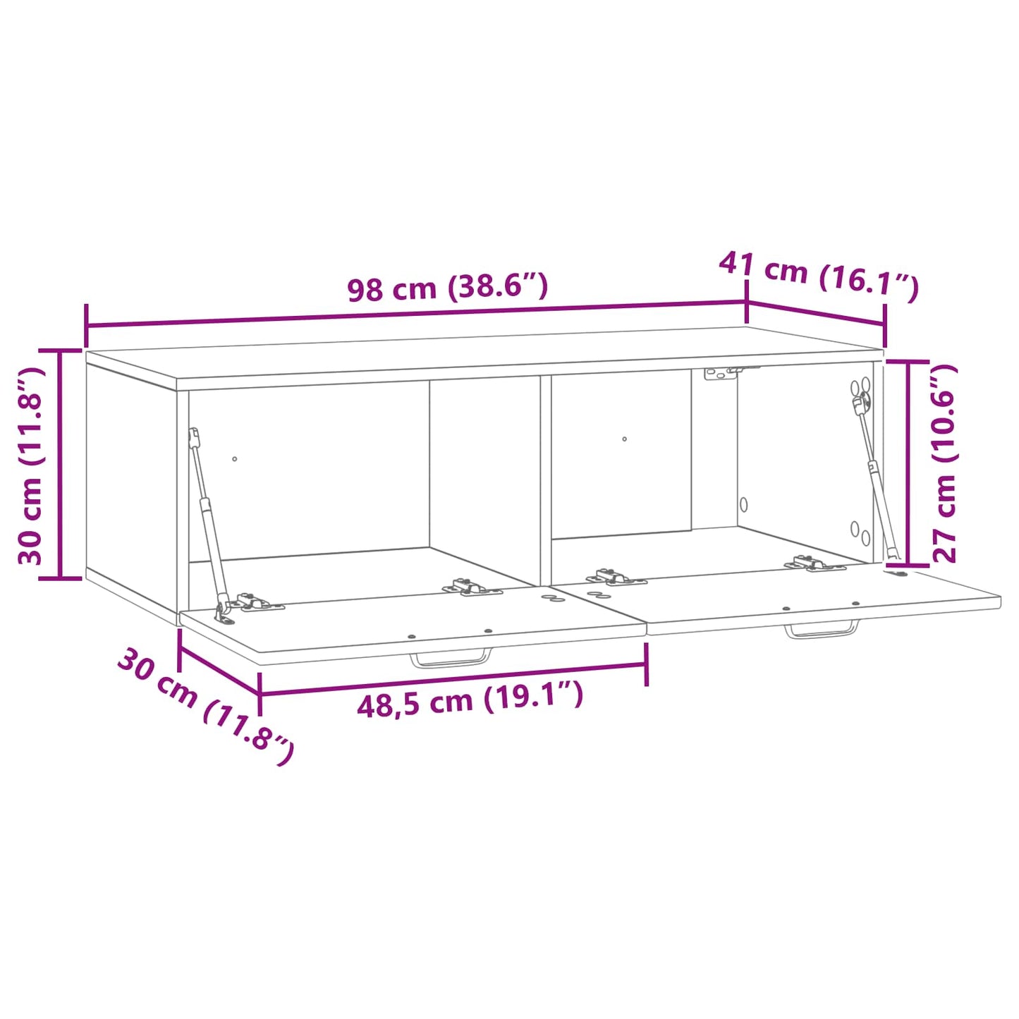 Wandbeugel TV-kast Wit 98 x 41 x 30 cm Bewerkt hout is nu te koop bij PeponiXL, paradijselijk wonen!