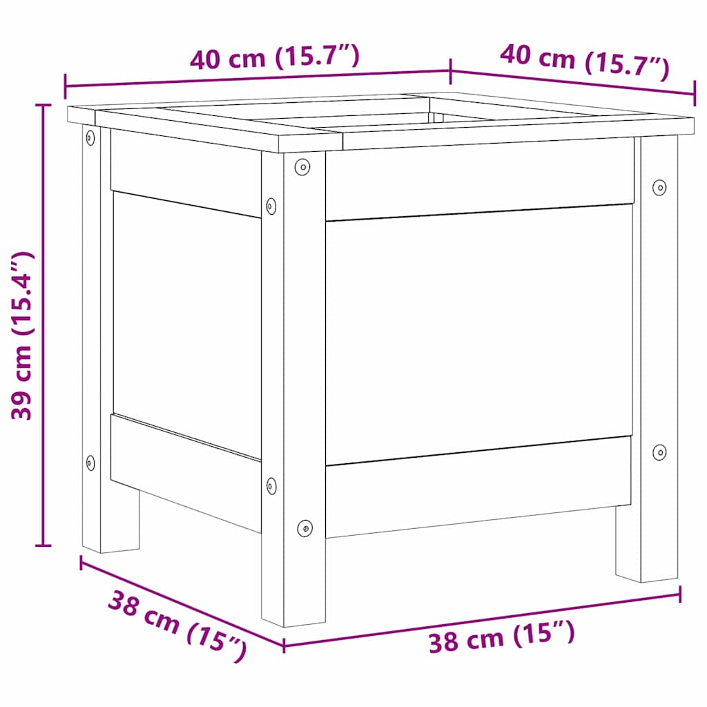 Tuin Bloempot Wasbruin 40 x 40 x 39 cm Massief grenenhout is nu te koop bij PeponiXL, paradijselijk wonen!
