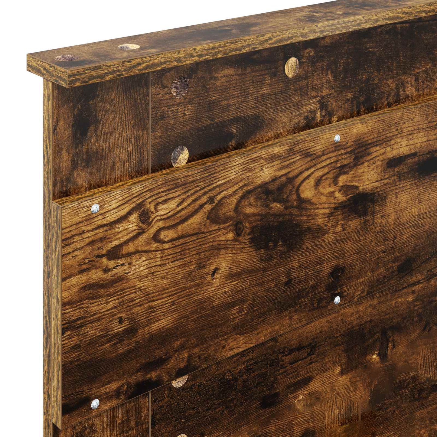 Bedframe Gerookt Eiken en Zilver 75 x 190 cm Bewerkt hout is nu te koop bij PeponiXL, paradijselijk wonen!