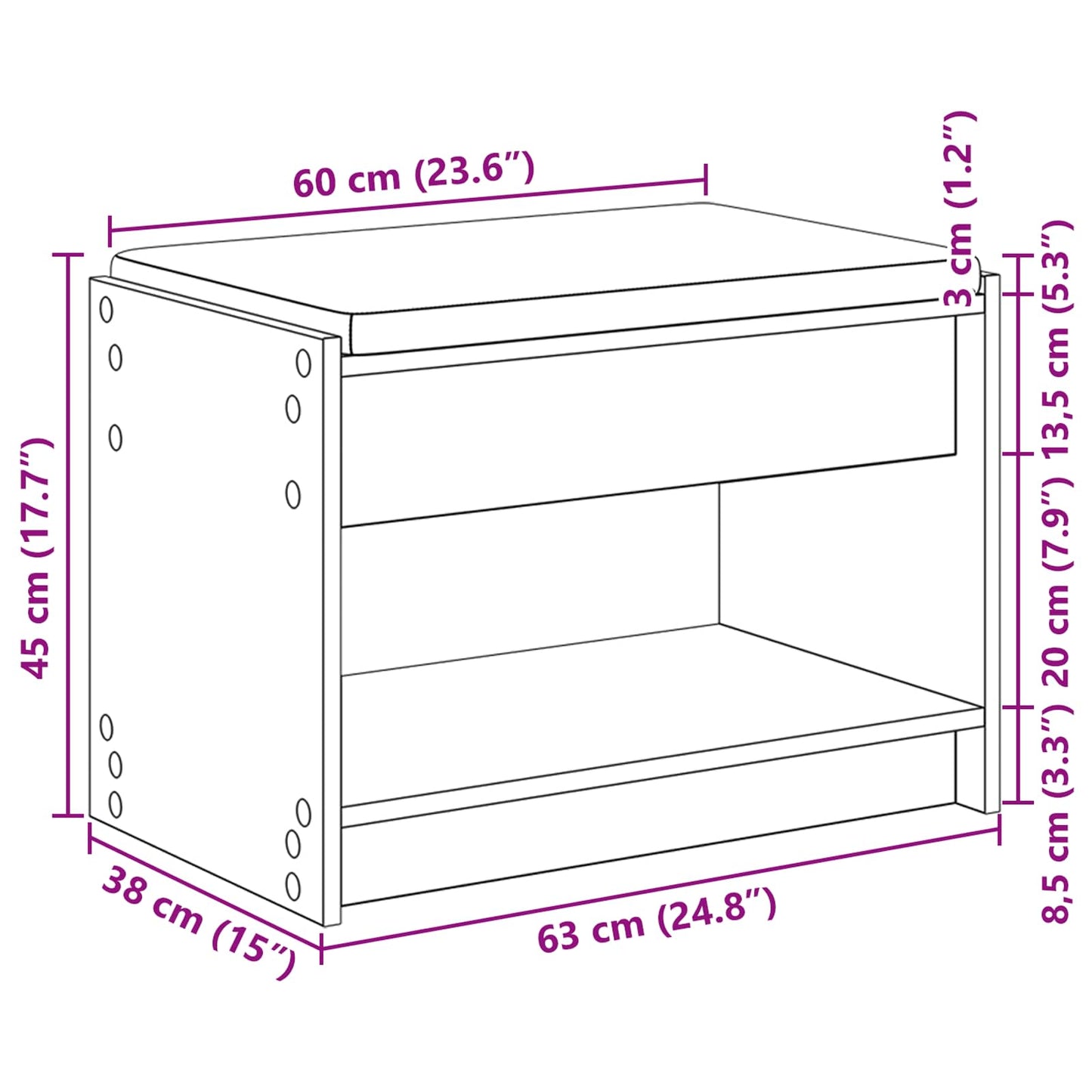 Halbank met kussen met plank Artisan Eik 63 x 38 x 45 cm is nu te koop bij PeponiXL, paradijselijk wonen!