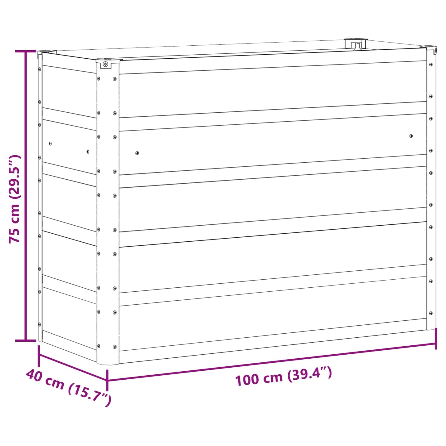 Plantenbak Ivoor 100 x 40 x 75 cm Staal is nu te koop bij PeponiXL, paradijselijk wonen!