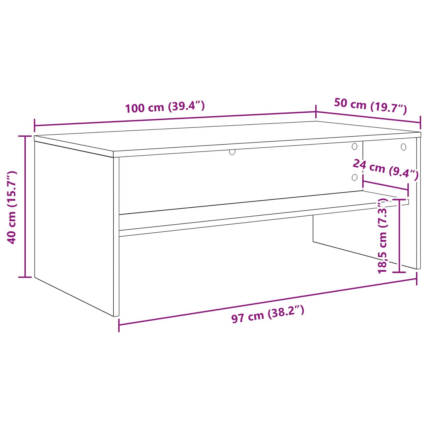 Salontafel Wit 100 x 50 x 40 cm Bewerkt hout is nu te koop bij PeponiXL, paradijselijk wonen!