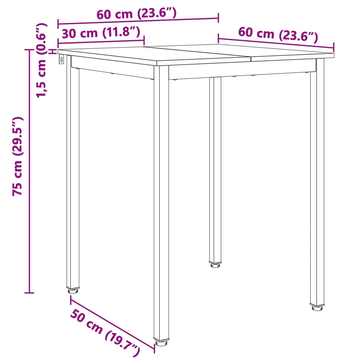 Eettafel Wit 60 x 60 x 75 cm Massief grenenhout is nu te koop bij PeponiXL, paradijselijk wonen!