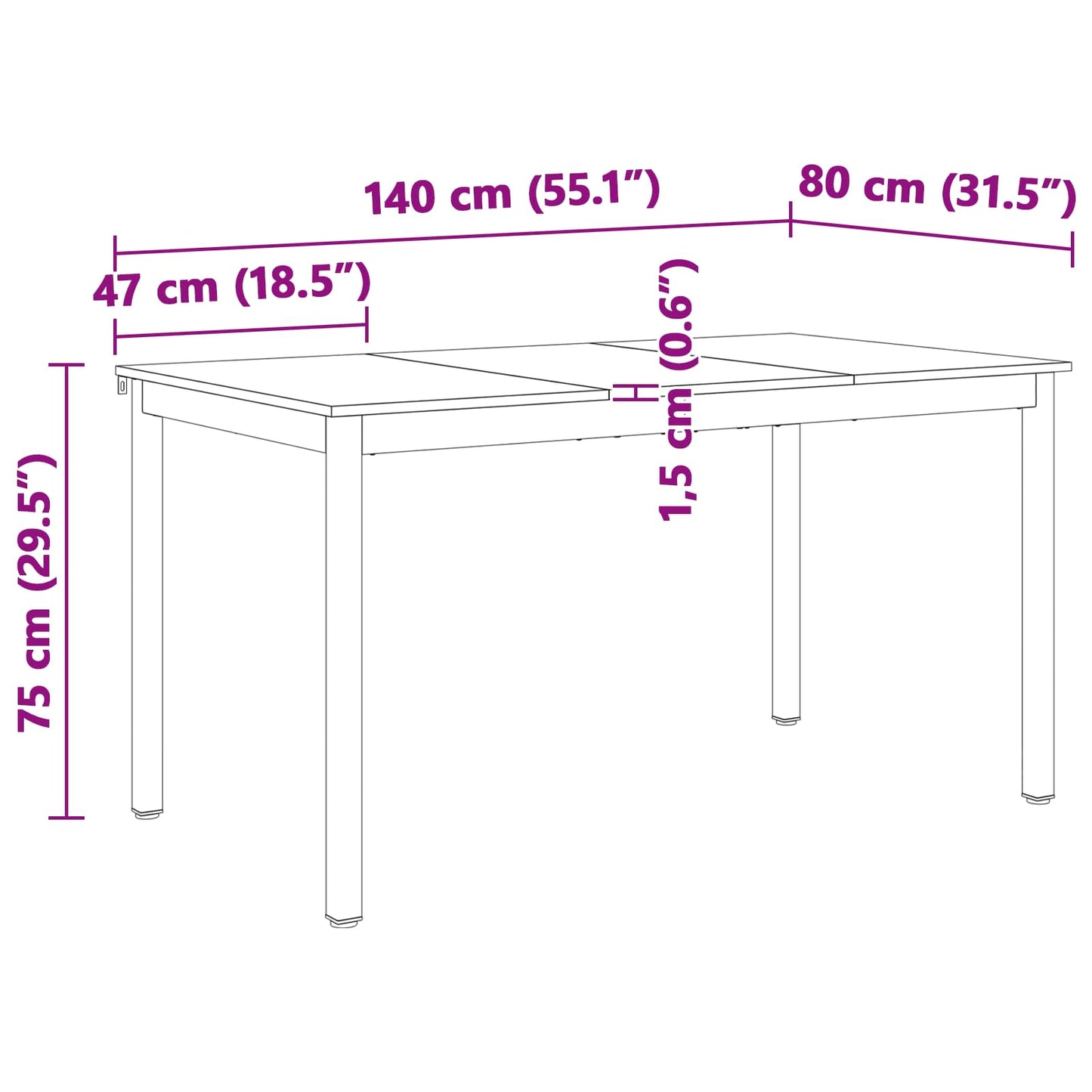 Eettafel Wit 140 x 80 x 75 cm Massief grenenhout is nu te koop bij PeponiXL, paradijselijk wonen!