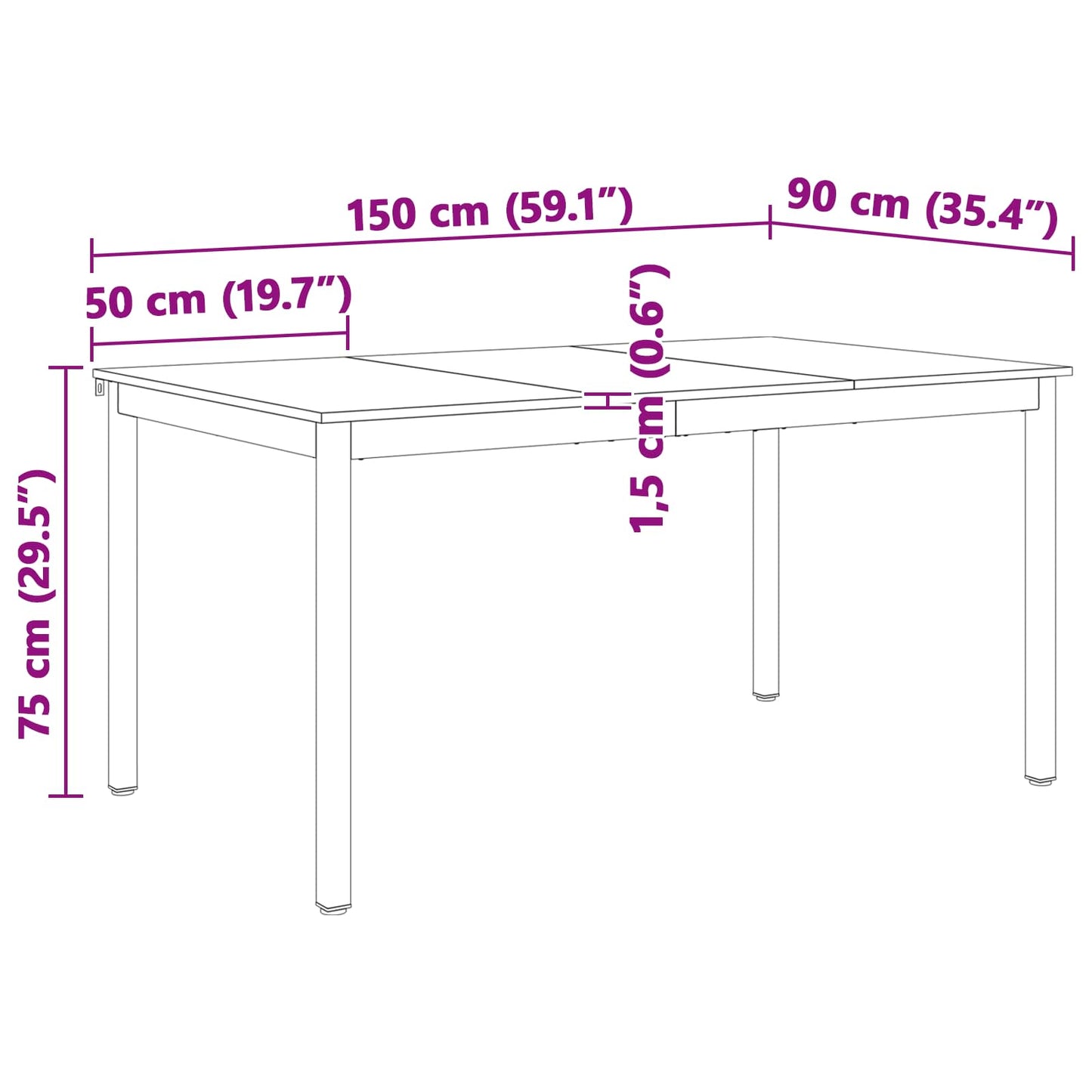 Eettafel Wit 150 x 90 x 75 cm Massief grenenhout is nu te koop bij PeponiXL, paradijselijk wonen!