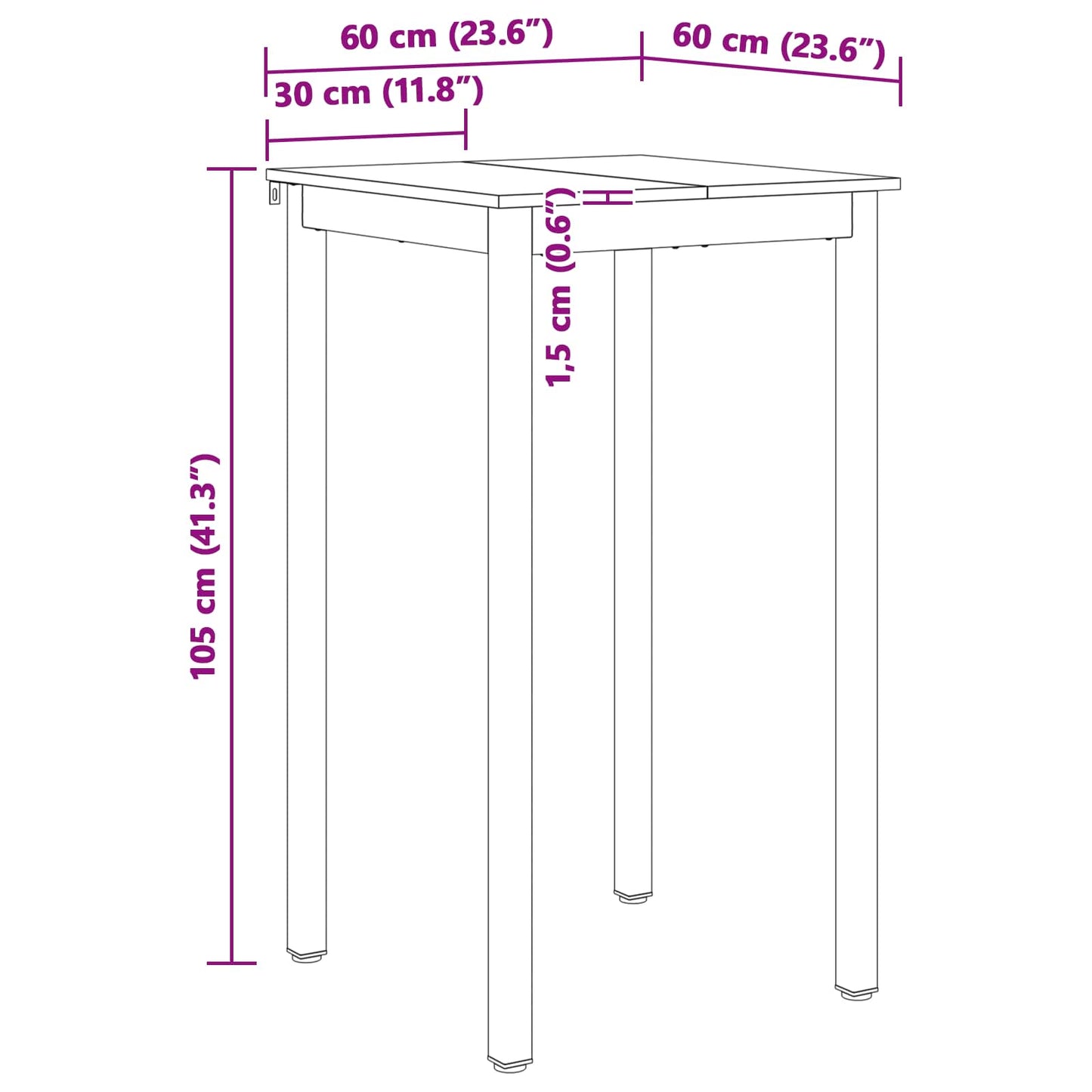 Bartafel Wit 60 x 60 x 105 cm Massief grenenhout is nu te koop bij PeponiXL, paradijselijk wonen!