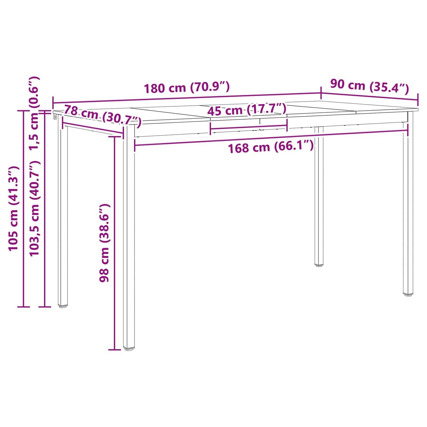 Bartafel Wit 180 x 90 x 105 cm Massief grenenhout is nu te koop bij PeponiXL, paradijselijk wonen!