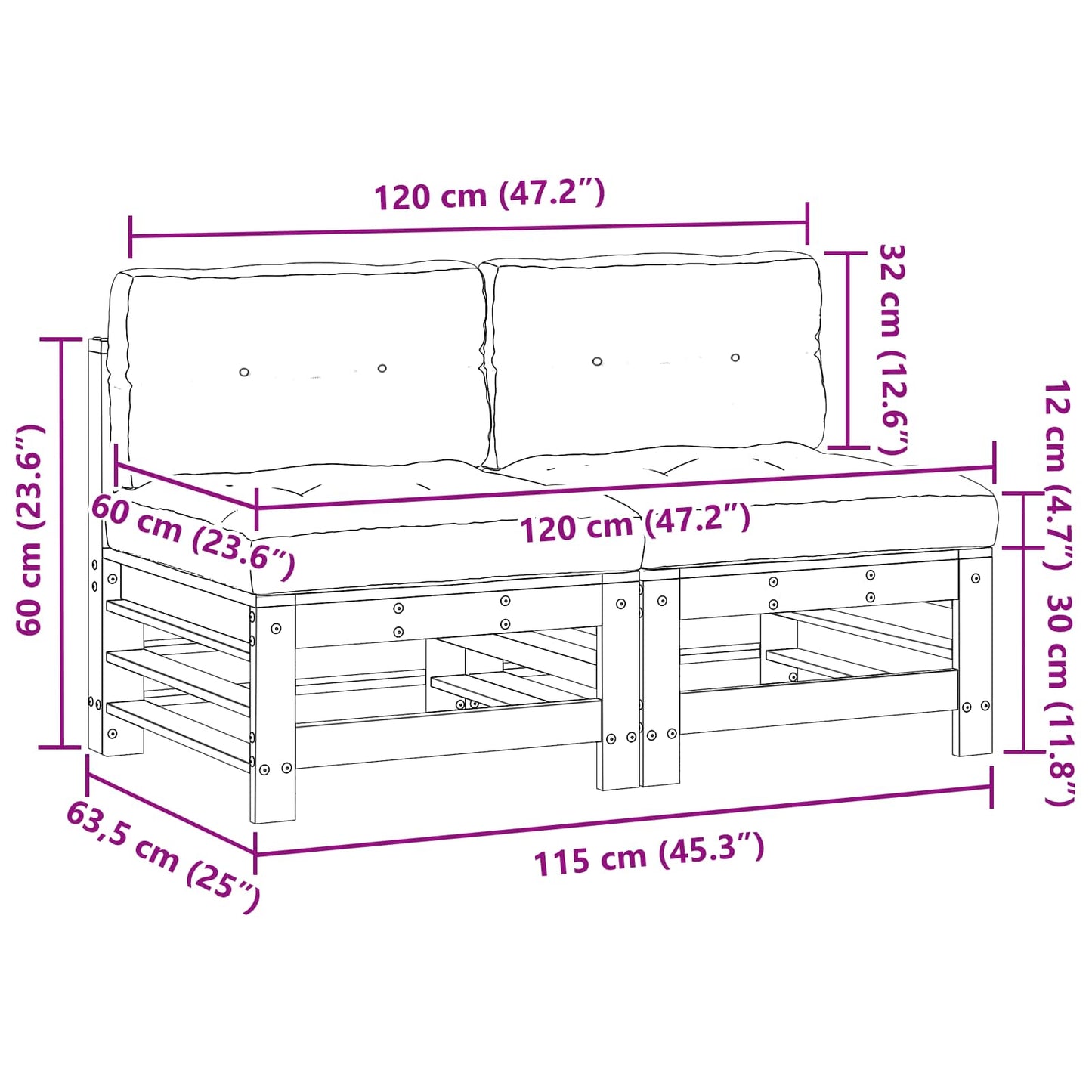 Tuin Midden Sofa Massief grenenhout Wasbruin is nu te koop bij PeponiXL, paradijselijk wonen!