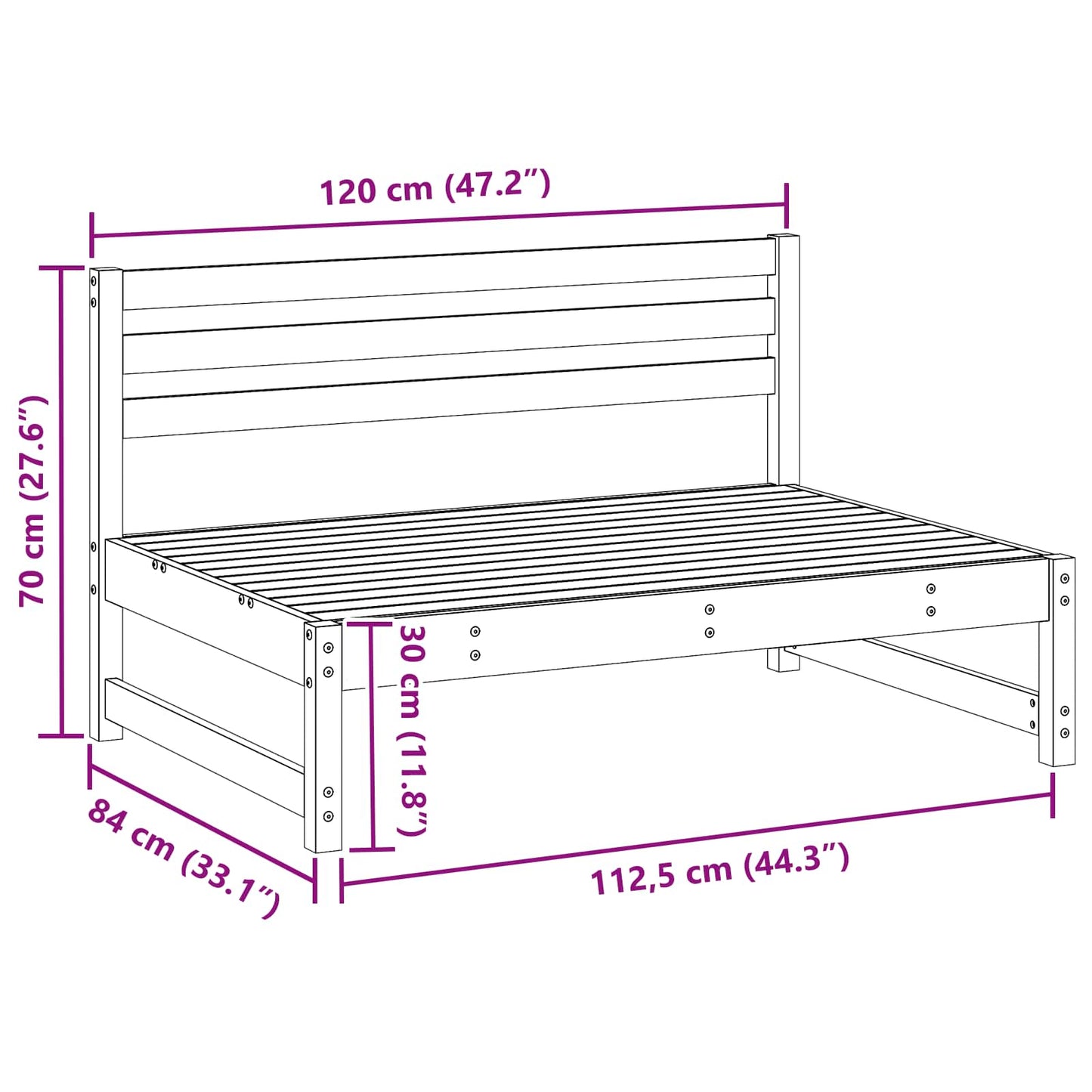 Tuin Midden Sofa Massief grenenhout Wasbruin 120 x 84 x 70 cm is nu te koop bij PeponiXL, paradijselijk wonen!