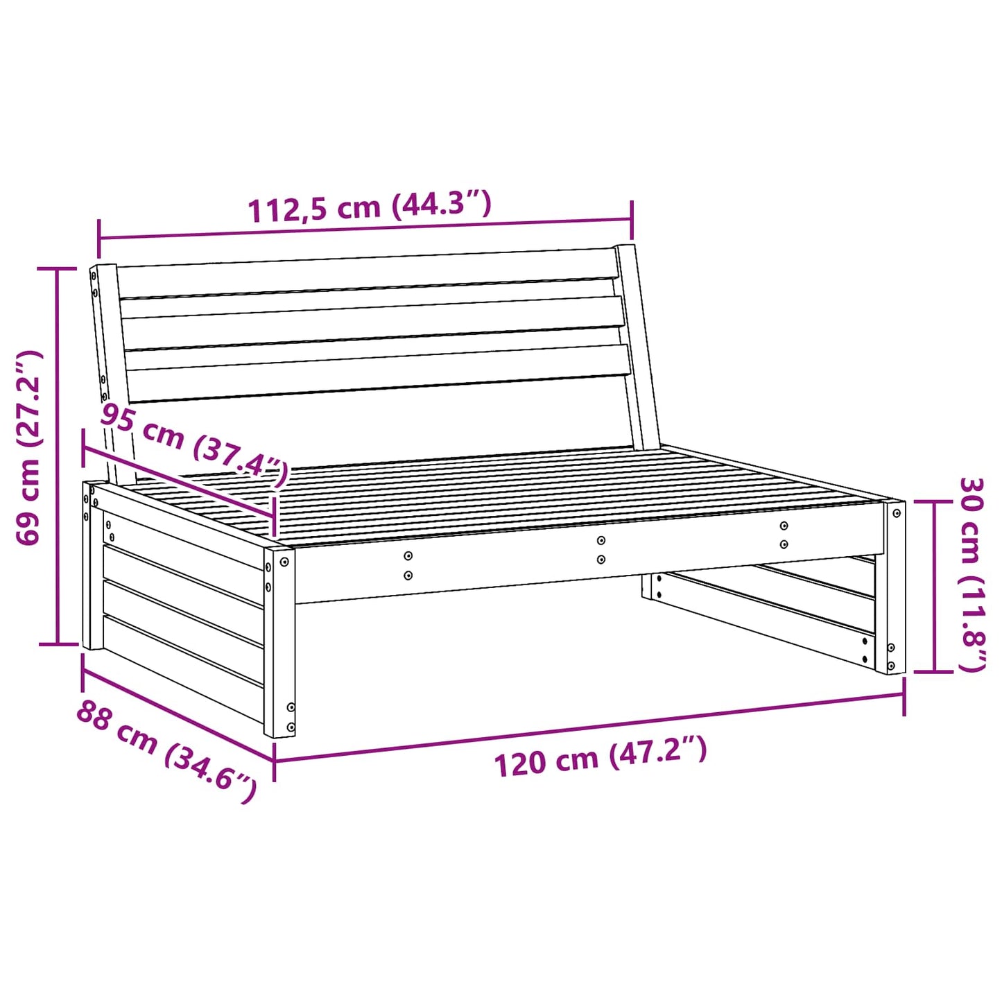 Tuin Midden Sofa Massief Vurenhout Wasbruin 120 x 95 x 69 cm is nu te koop bij PeponiXL, paradijselijk wonen!