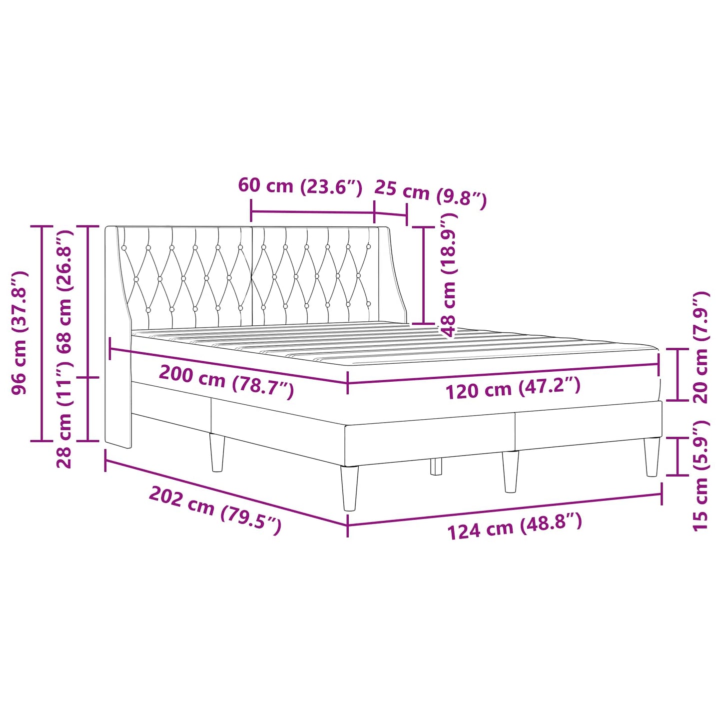 Bedframe met matras met matras Lichtgrijs 120 x 200 cm Fluweel is nu te koop bij PeponiXL, paradijselijk wonen!