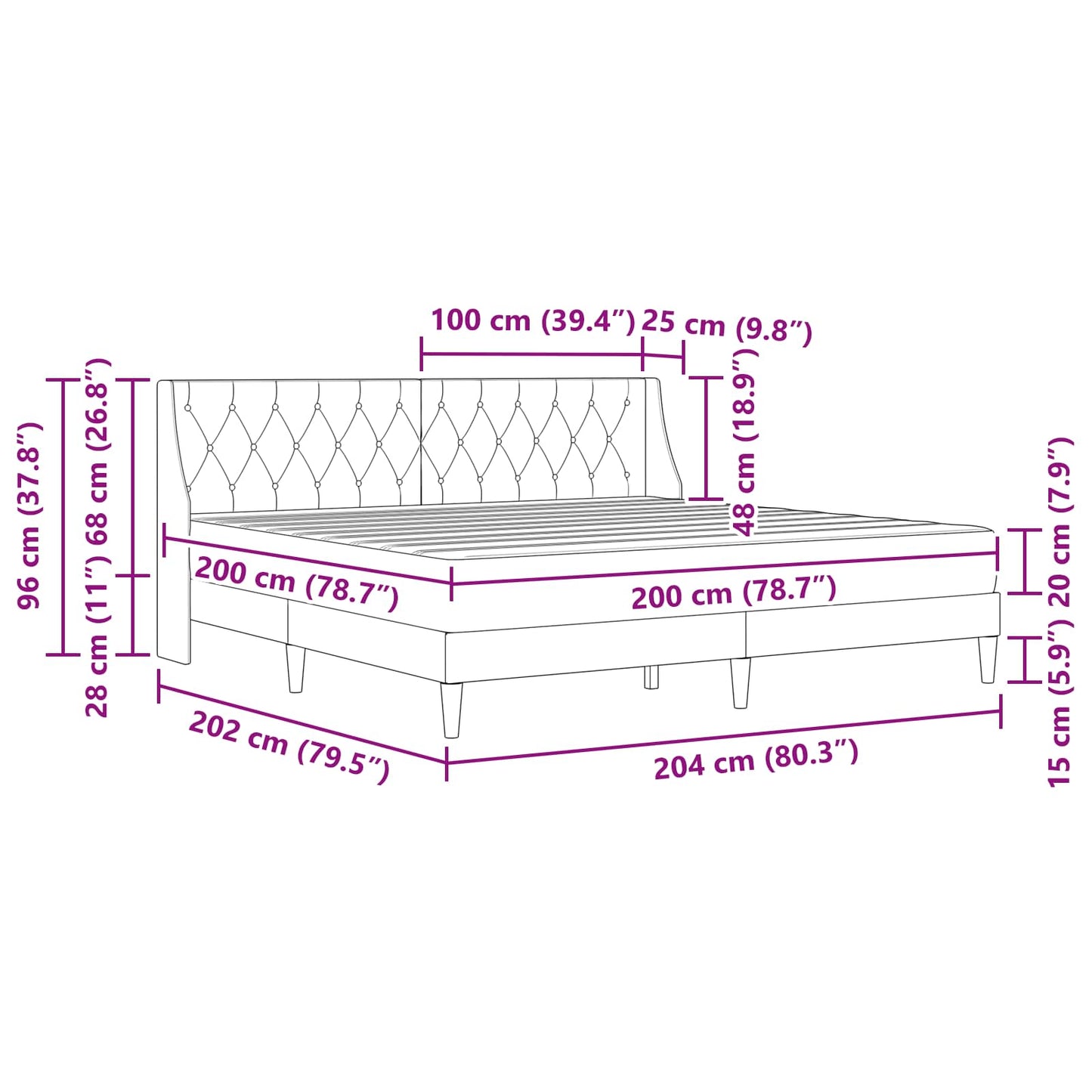 Bedframe met matras met matras Donkergrijs 200 x 200 cm Fluweel is nu te koop bij PeponiXL, paradijselijk wonen!