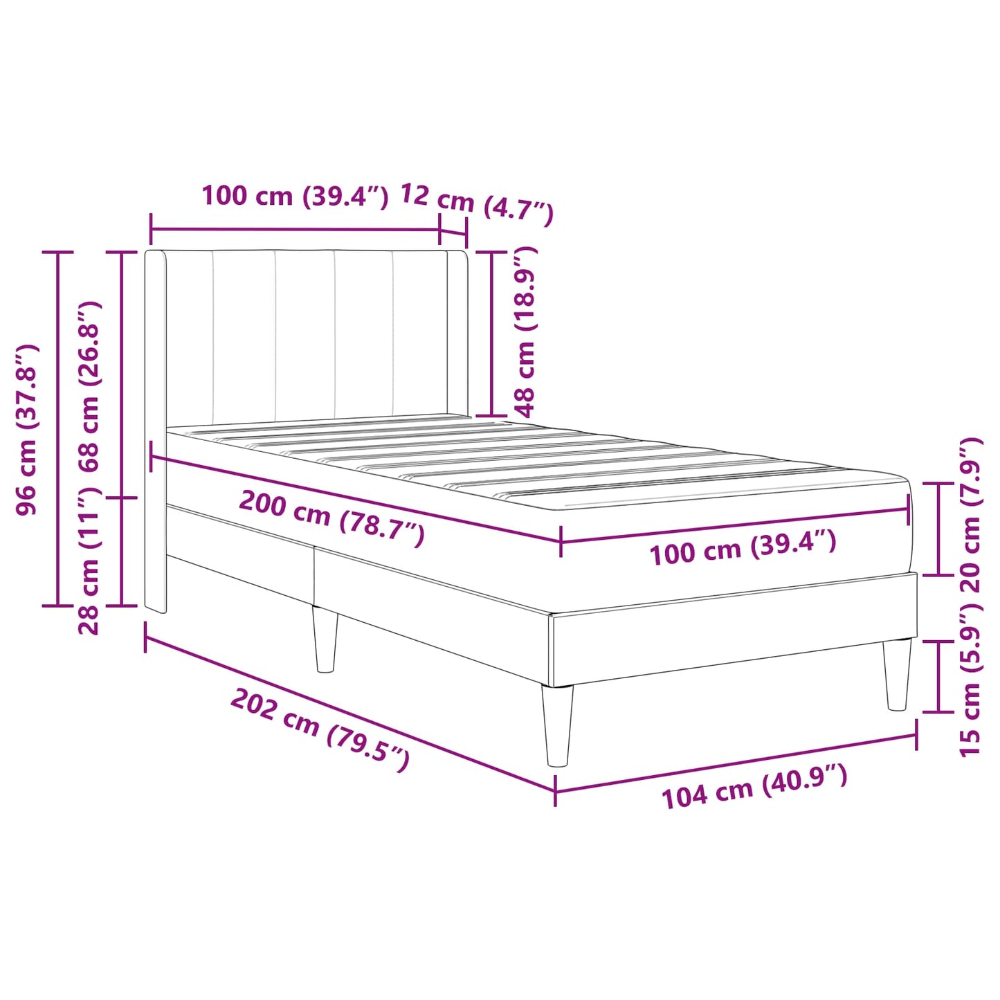 Bedframe met matras Roze 100 x 200 cm Fluweel is nu te koop bij PeponiXL, paradijselijk wonen!