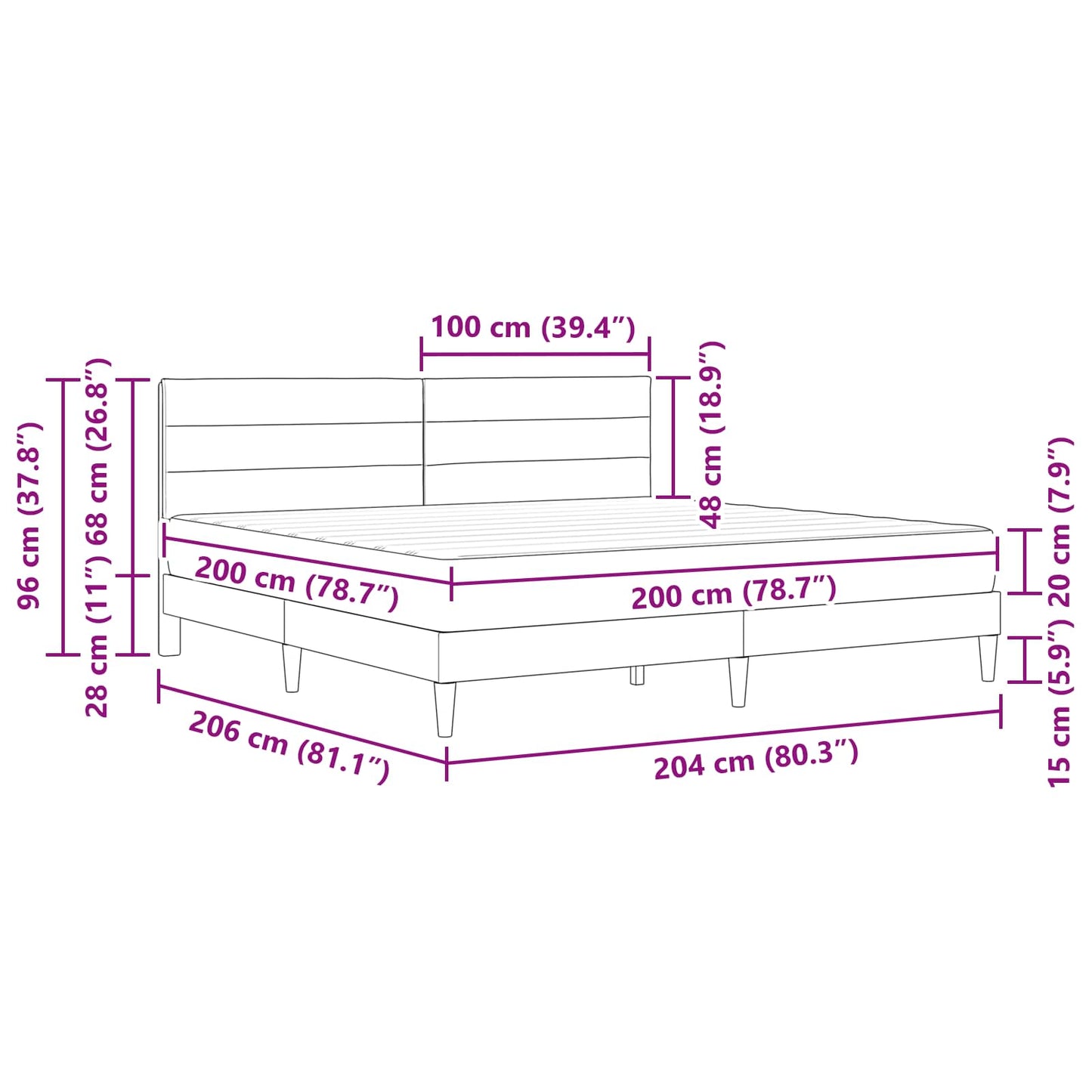 Bedframe Donkergrijs 200 x 200 cm Polyester is nu te koop bij PeponiXL, paradijselijk wonen!