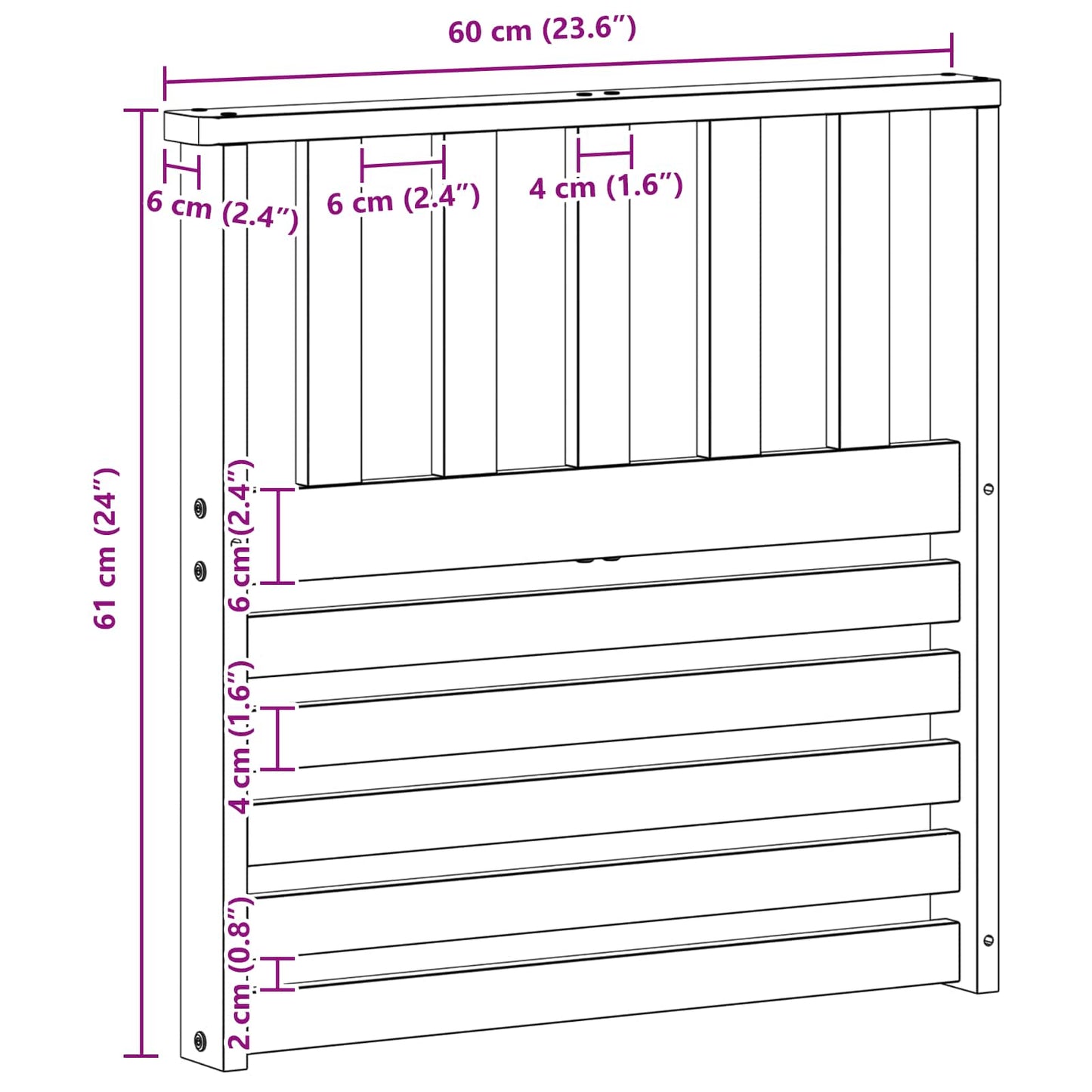 Armleuningen Module 2 pcs Wit 60 x 6 x 61 cm Massief Acaciahout is nu te koop bij PeponiXL, paradijselijk wonen!
