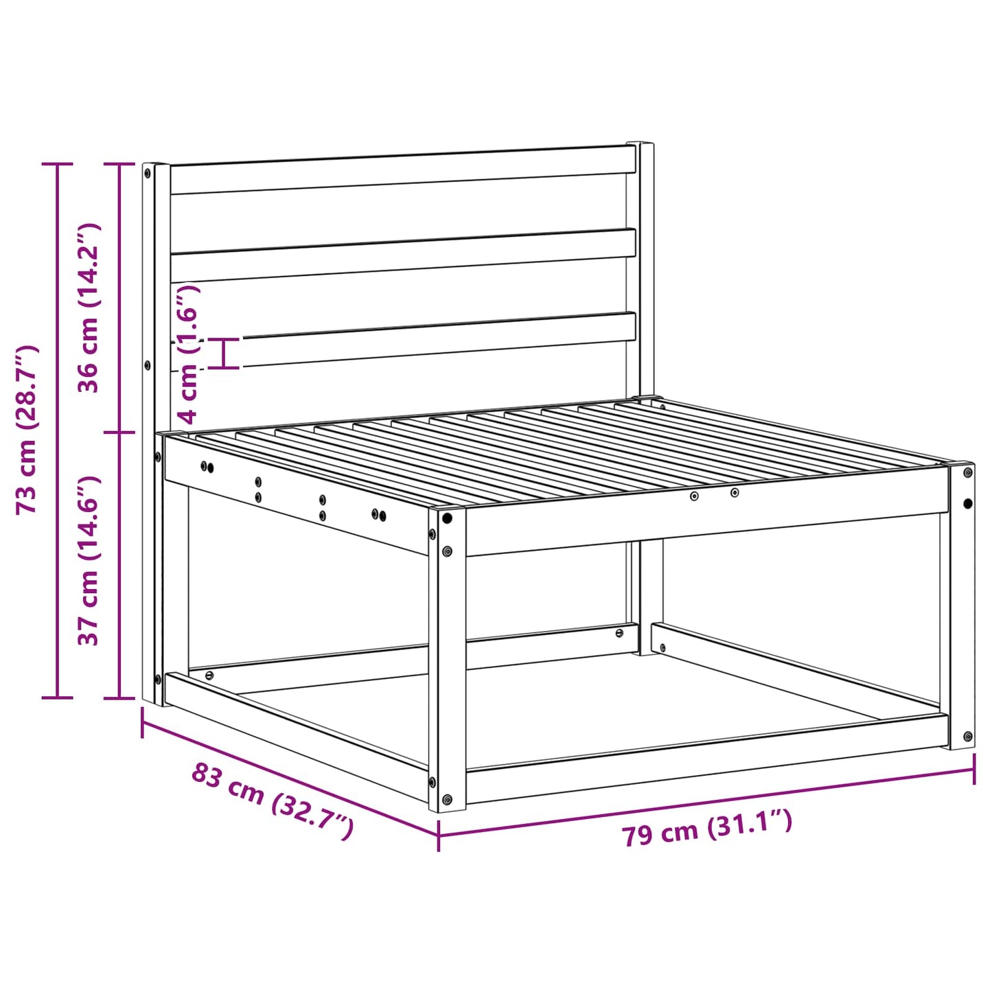 Buiten Midden Sofa Wit 79 x 83 x 73 cm is nu te koop bij PeponiXL, paradijselijk wonen!