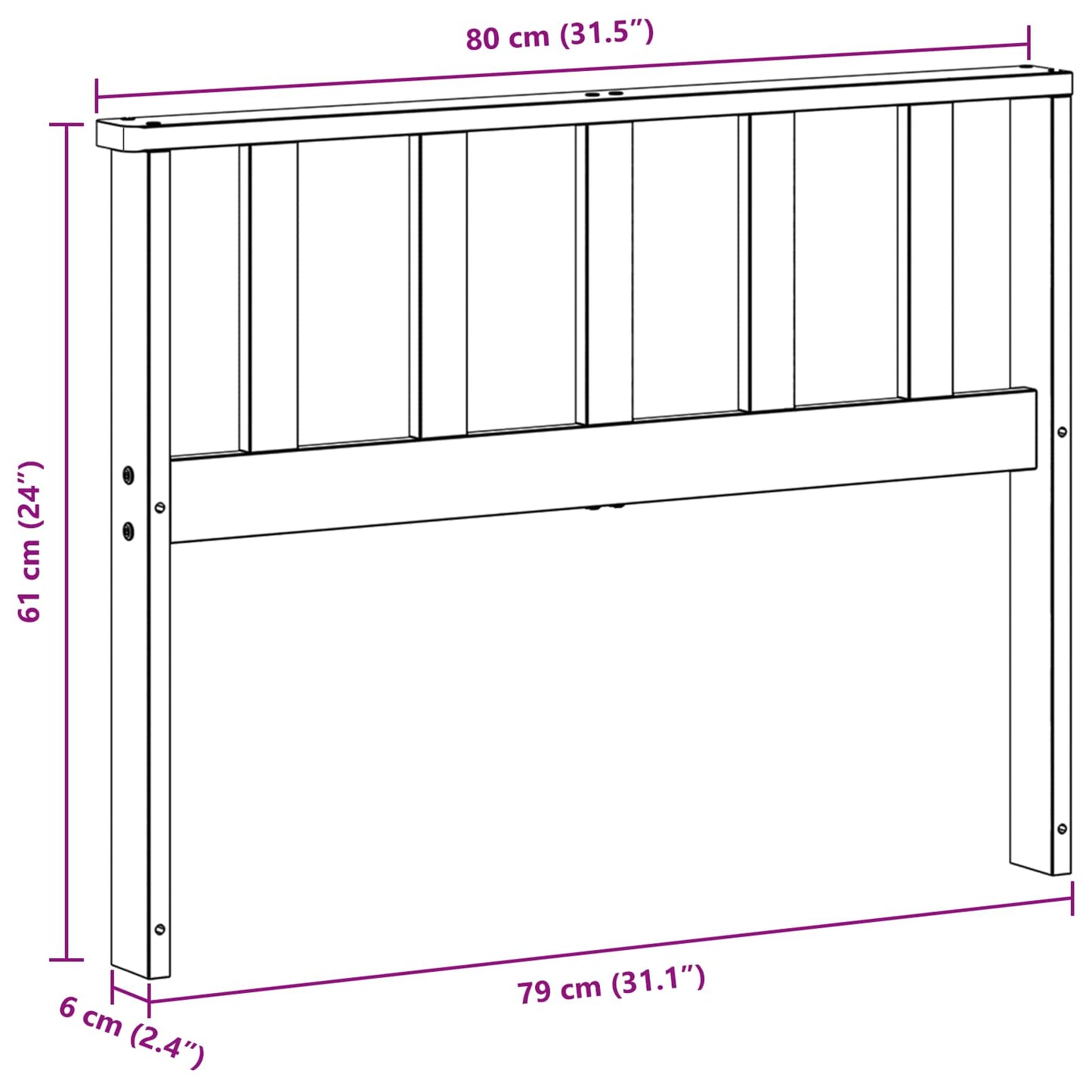 Armleuningsmodule 2 pcs Wit 80 x 6 x 61 cm Massief Acaciahout is nu te koop bij PeponiXL, paradijselijk wonen!