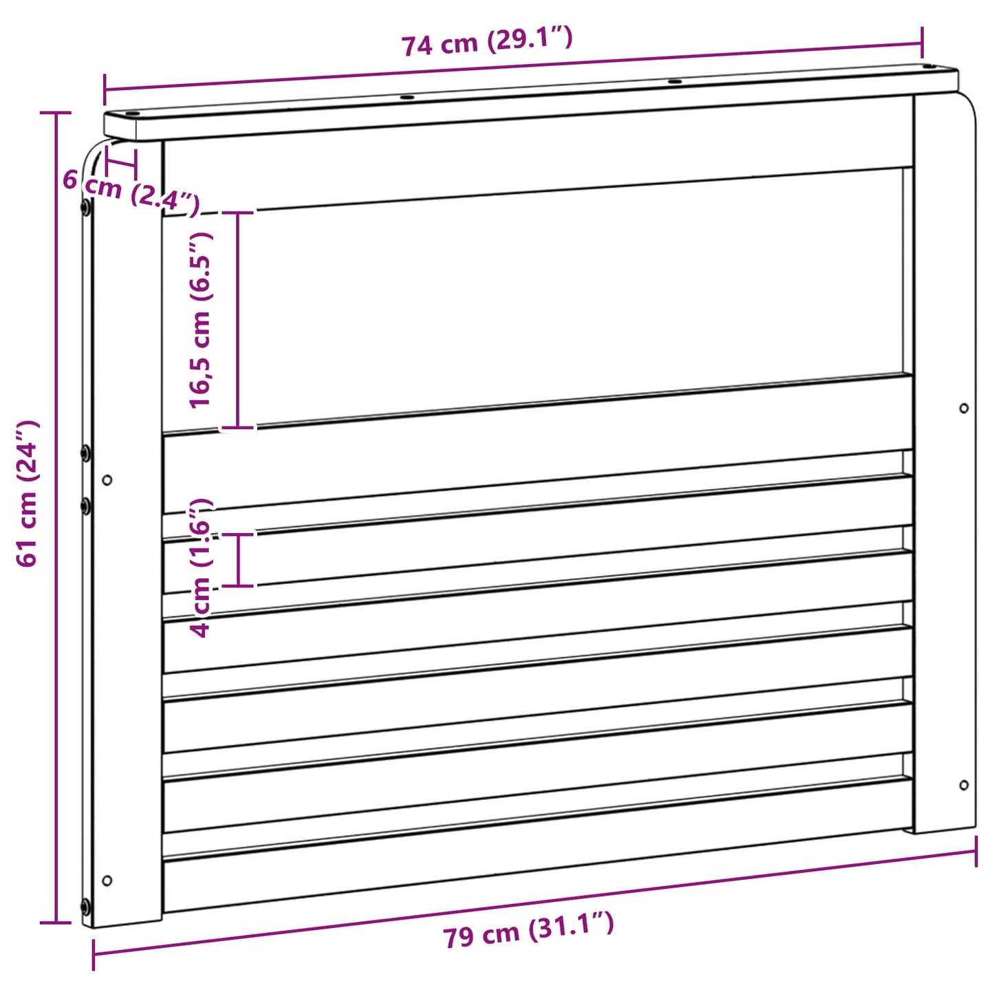 Armleuningen Module 2 pcs Wit 79 x 6 x 61 cm Massief Acaciahout is nu te koop bij PeponiXL, paradijselijk wonen!