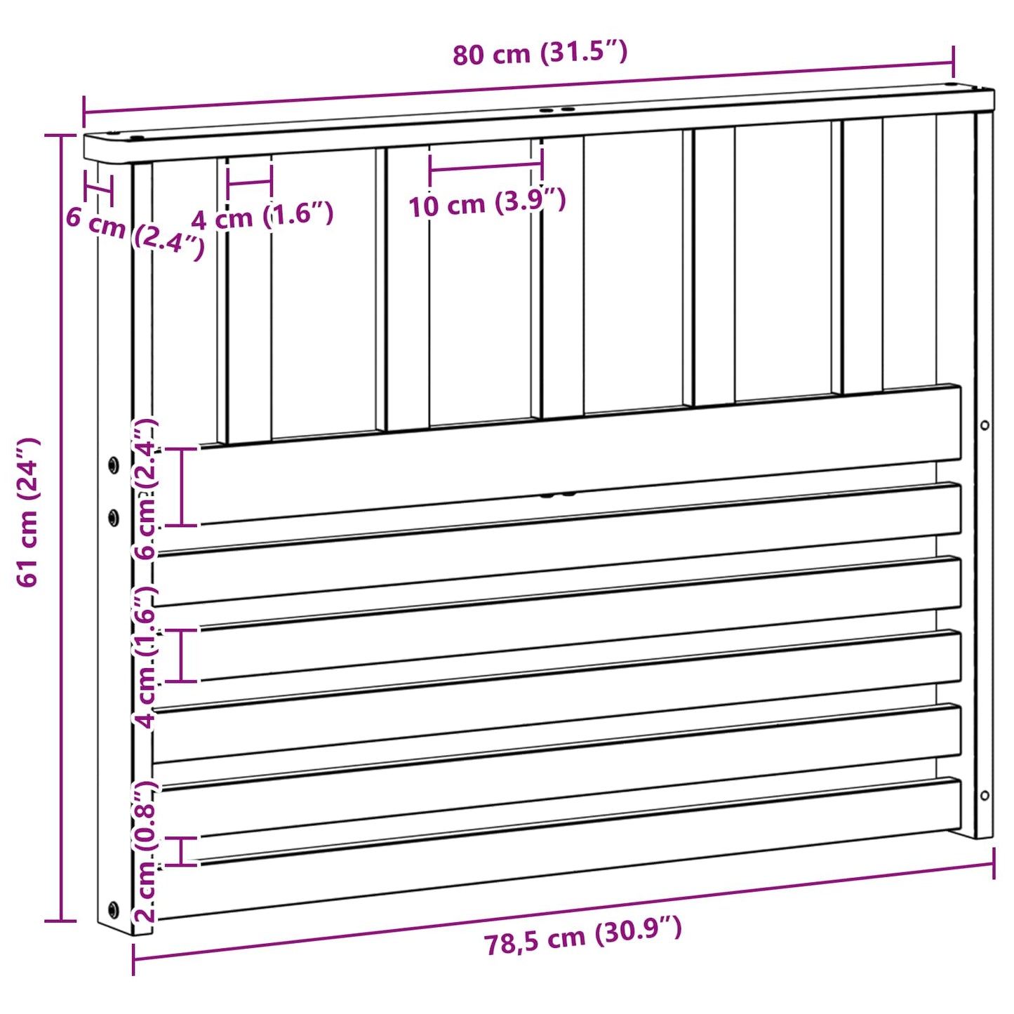Armleuningen Module 2 pcs Wit 80 x 6 x 61 cm Massief Acaciahout is nu te koop bij PeponiXL, paradijselijk wonen!