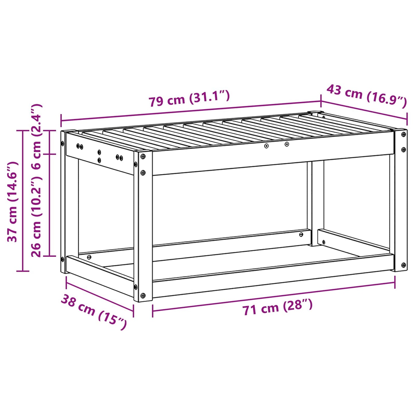 Buitenstoolbank Wit 79 x 43 x 37 cm Massief Acaciahout is nu te koop bij PeponiXL, paradijselijk wonen!